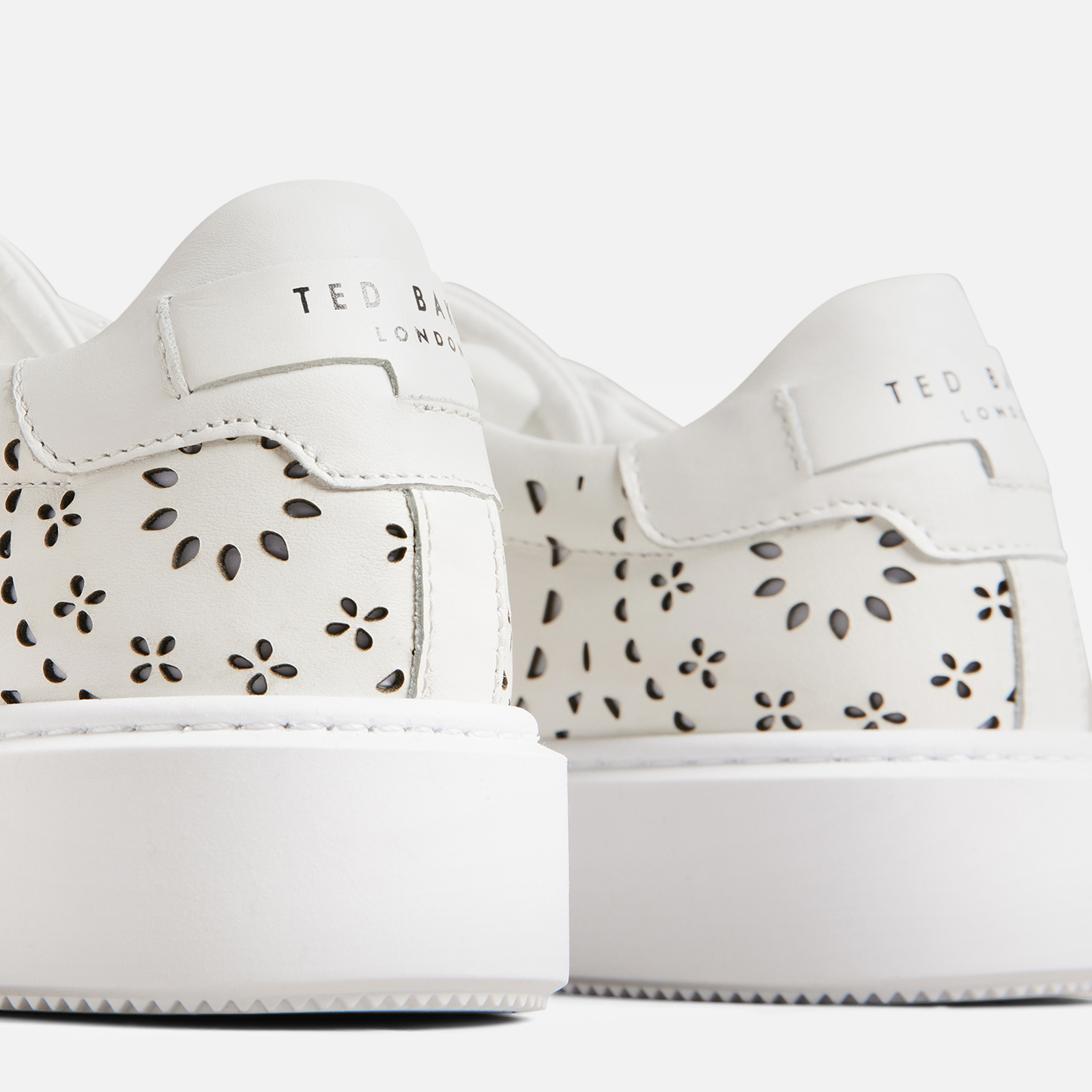 Ted Baker Cwisp Leather Laser Cut Flatform Trainers - UK 3