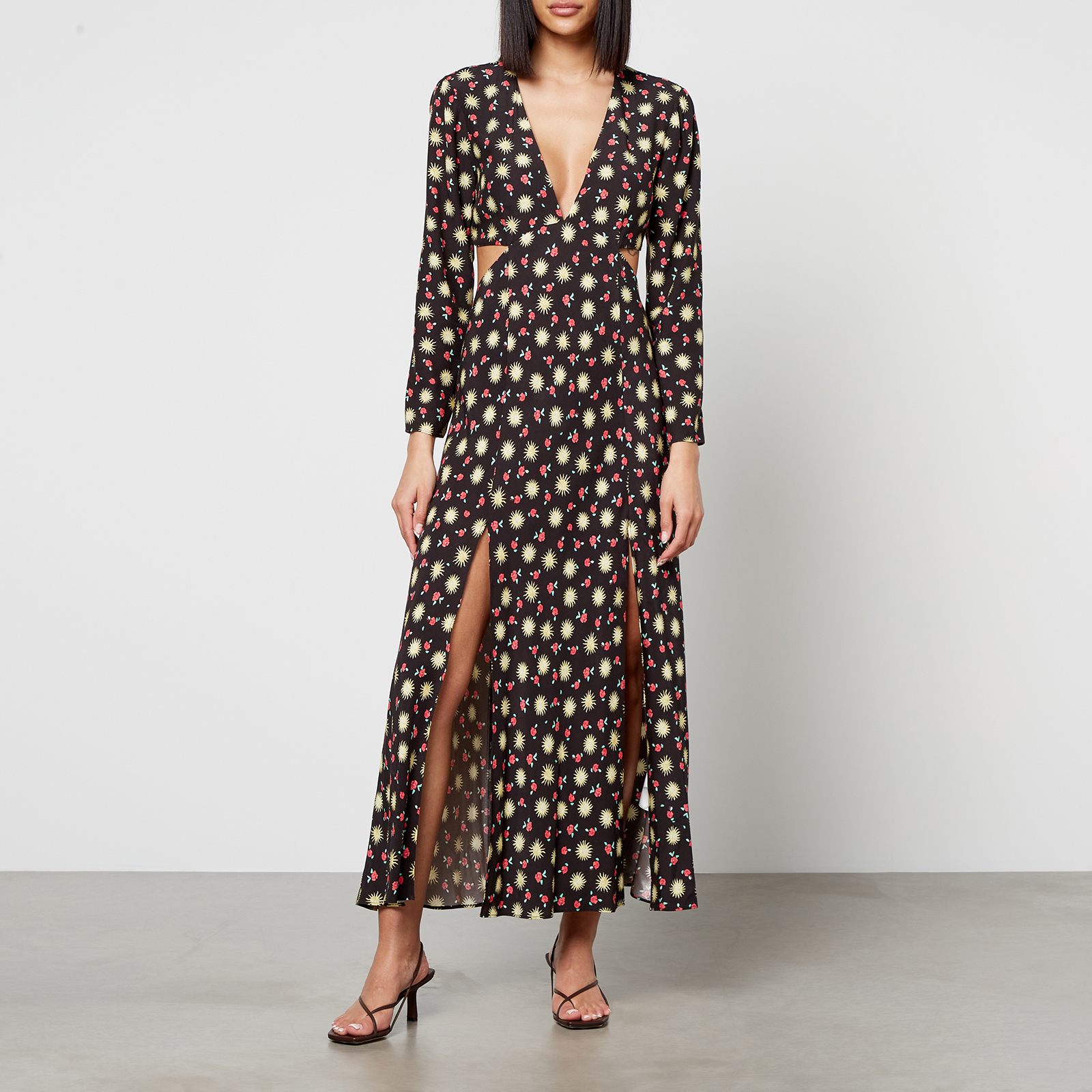 Printed button midi dress hot sale topshop