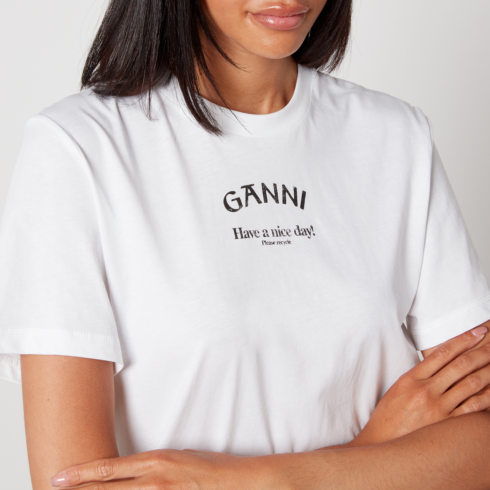 Ganni Logo-Print Cotton-Jersey T-Shirt - XS | Coggles