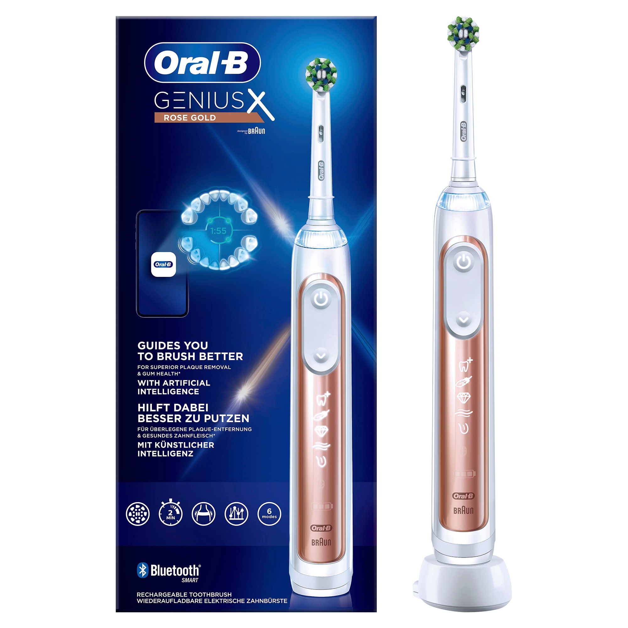 Oral B Genius X Electric Toothbrush - Rosegold + 6 refills | Oral-B DE