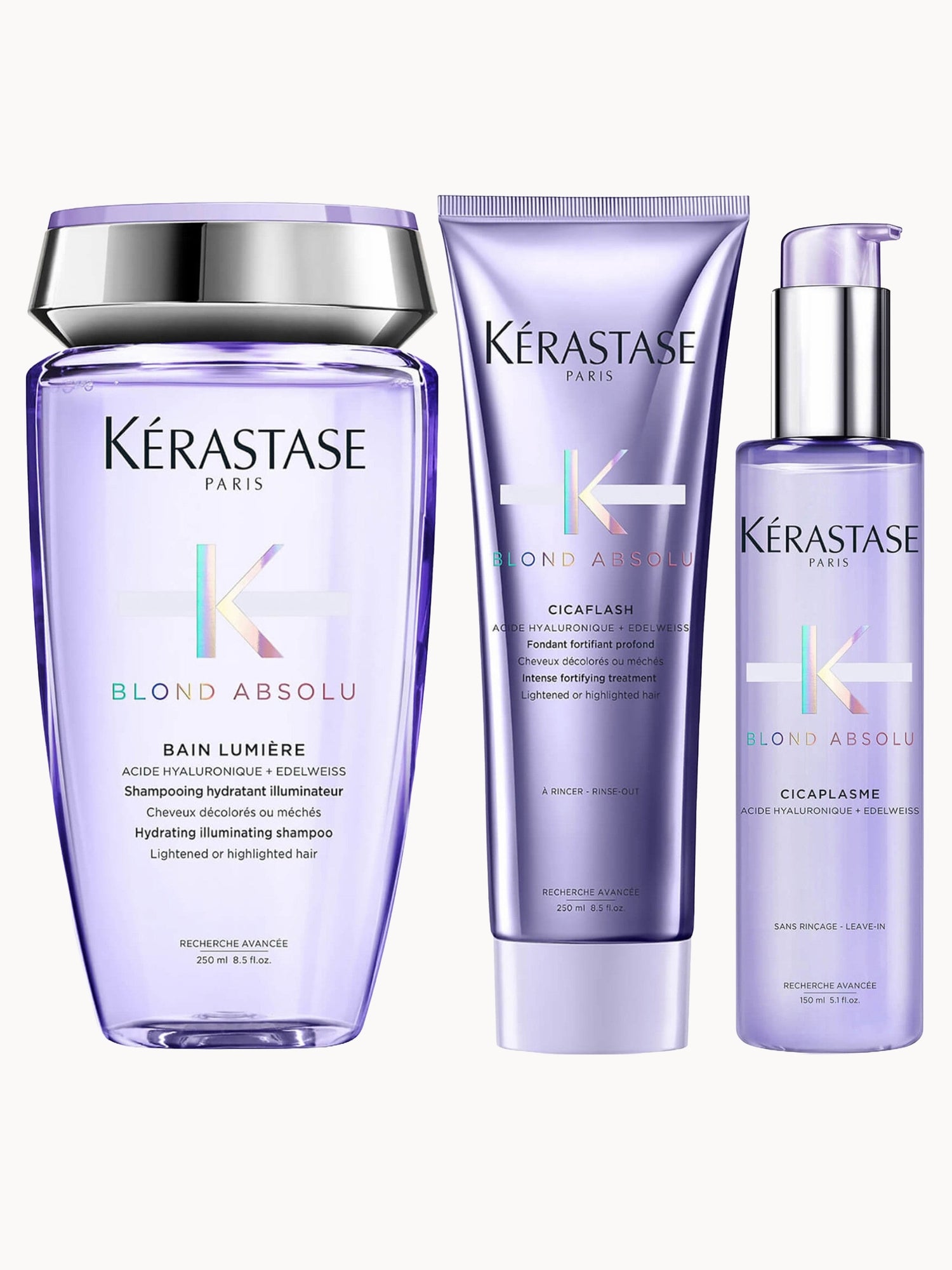 Kérastase Blond Absolu Shampoo, Conditioner and Treatment Hair Routine for Lightened or Highlighted Hair