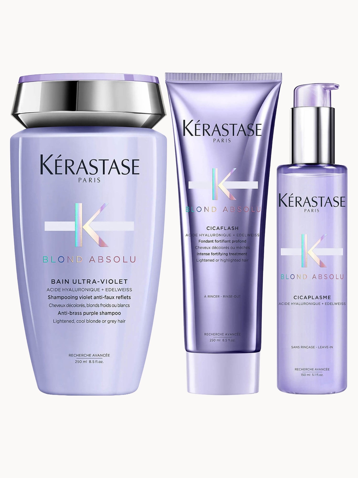 Kérastase Blond Absolu Ultraviolet Shampoo, Conditioner and Treatment Routine for Brightening Blonde Hair