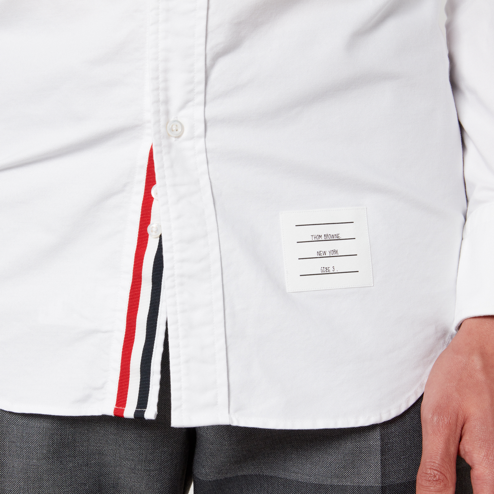 THOM BROWNE ホワイトコットンポケットクルーネック半袖Tシャツ 81lLGRXQJcL.jpg