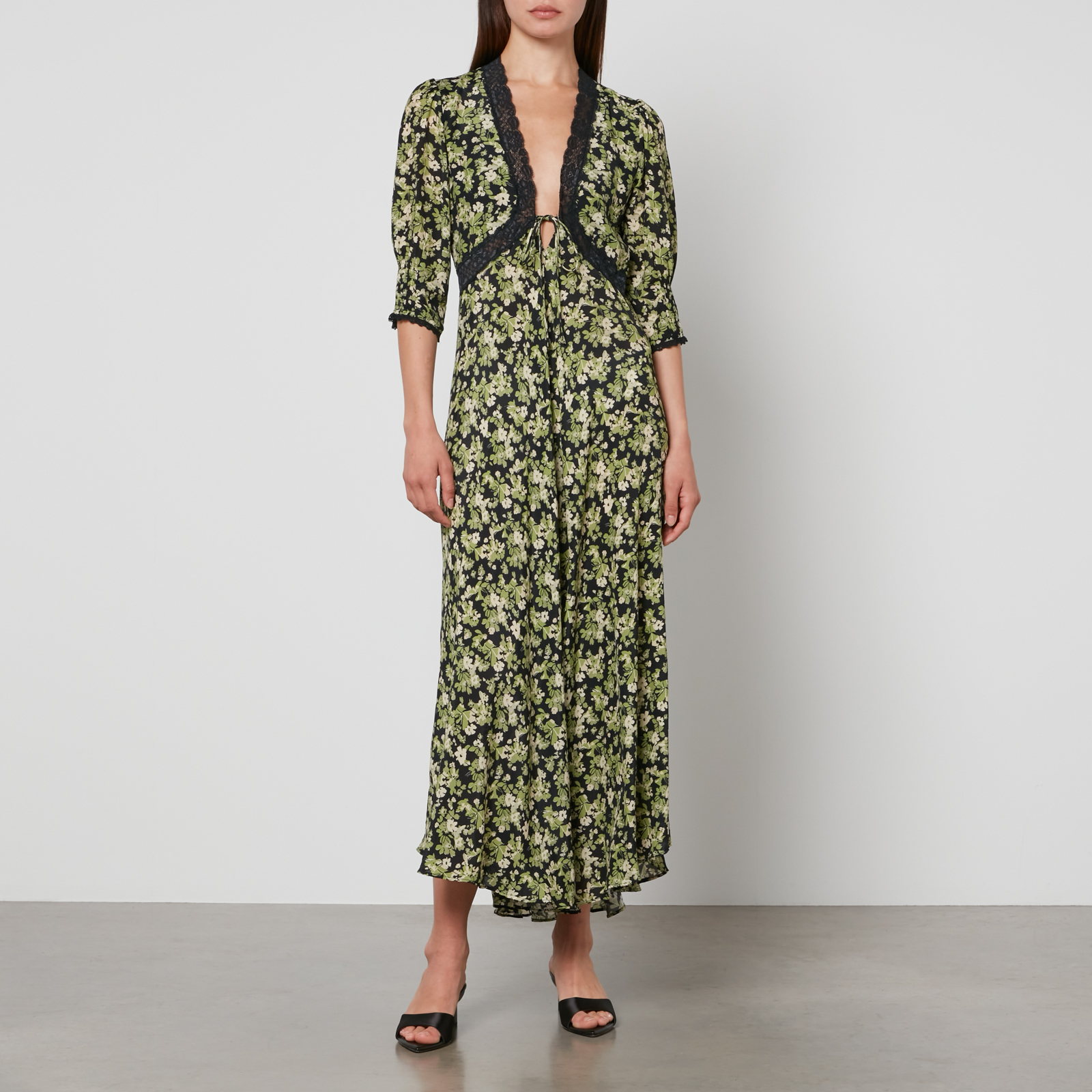 RIXO リキソー ブランド ワンピースAmina floral crepe 11084119 Rixo Amina Floral-Print Crepe Midi Dress - UK 6 | Coggles
