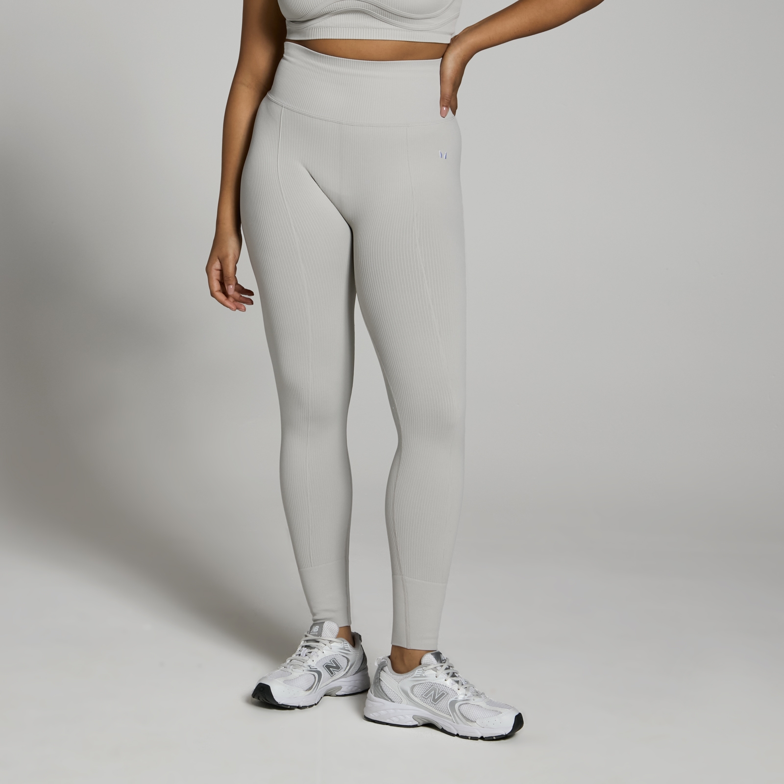 MP Women s Lifestyle Ribbed Leggings Light Grey