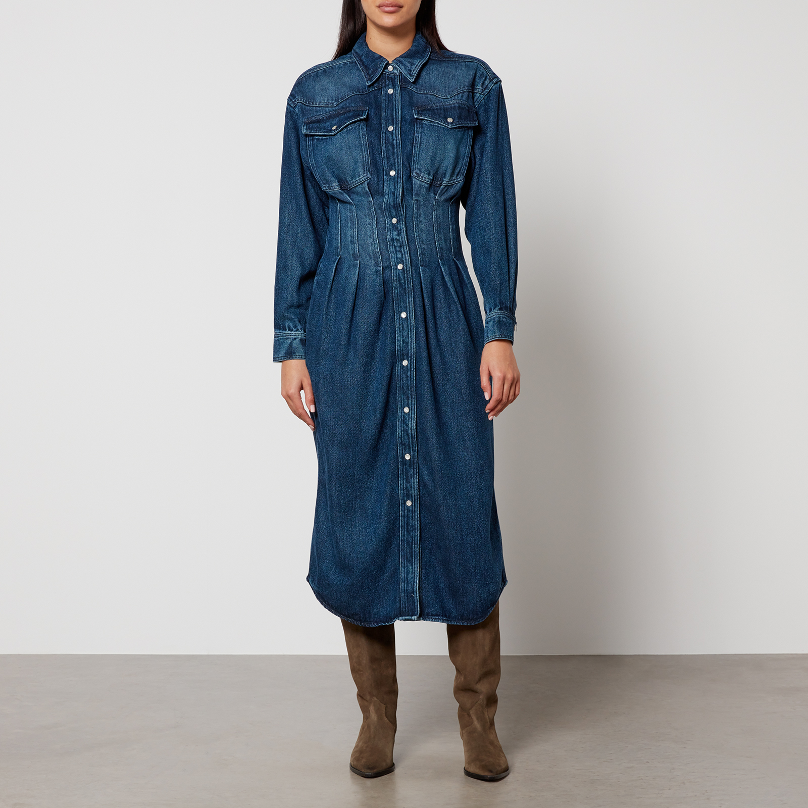 Marant Etoile Tomia Denim Midi Dress - FR 34/UK 6 | Coggles