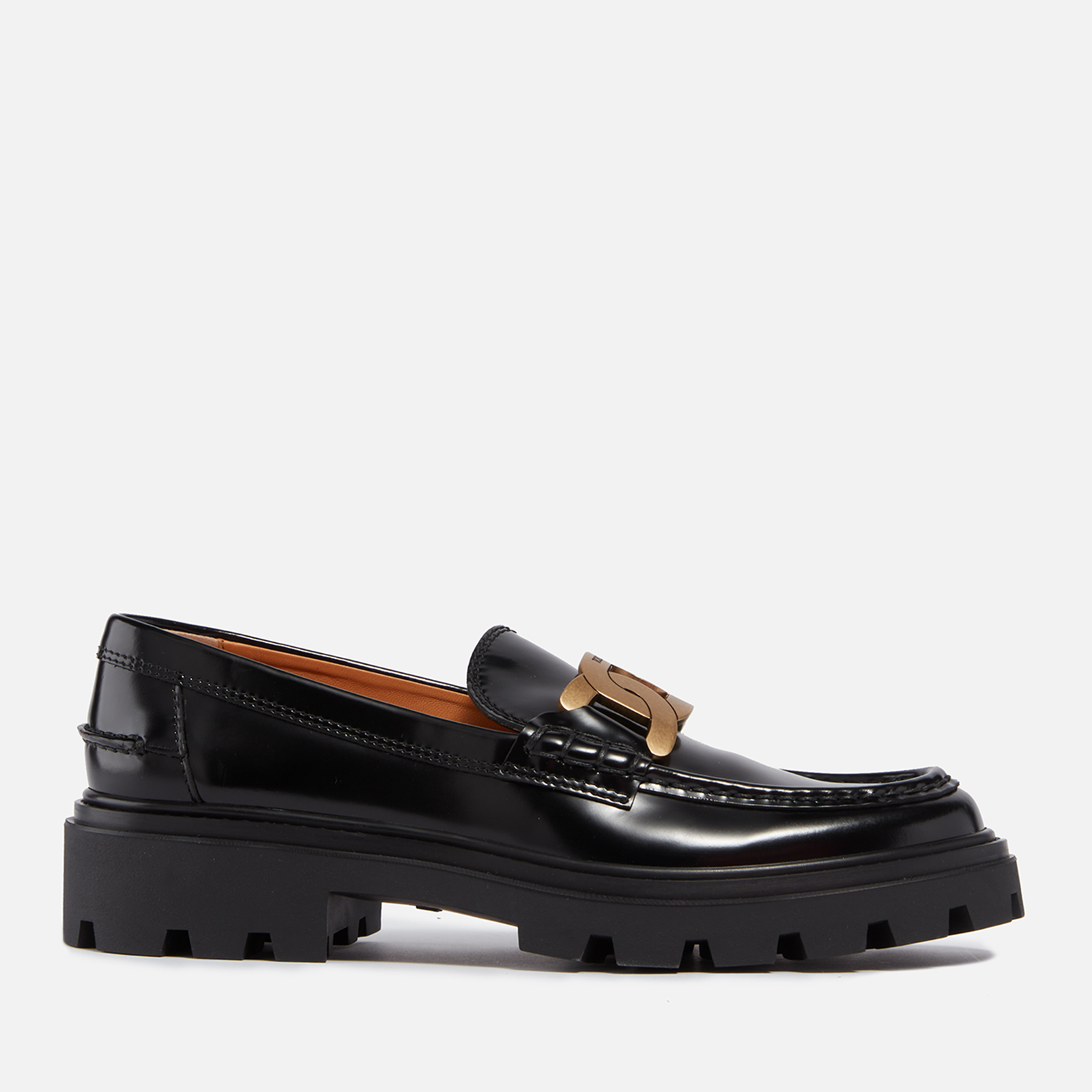 Tod's black best sale patent loafers womens