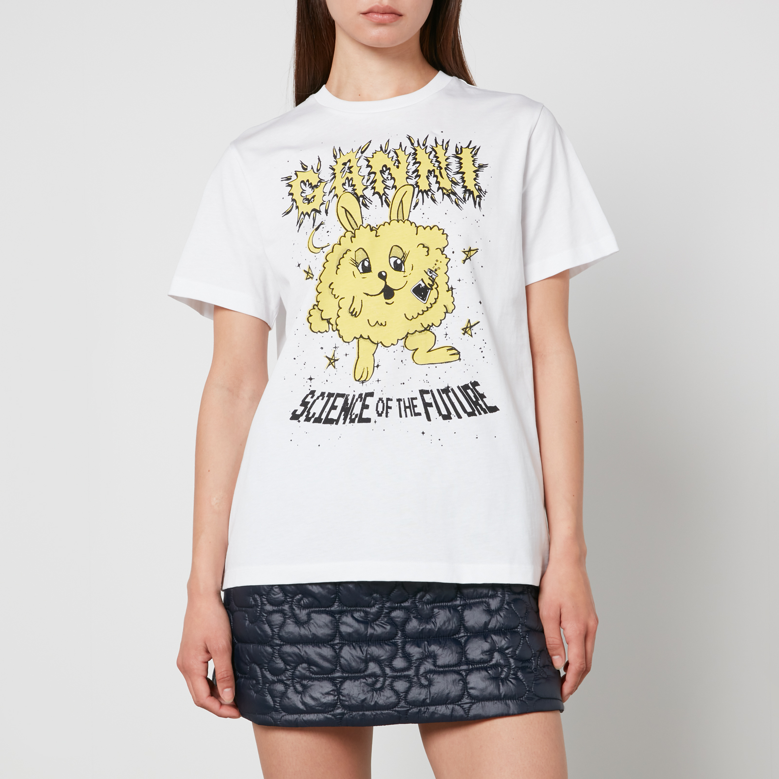 Ganni Yellow Bunny Organic Cotton Jersey T-Shirt - XXS | Coggles
