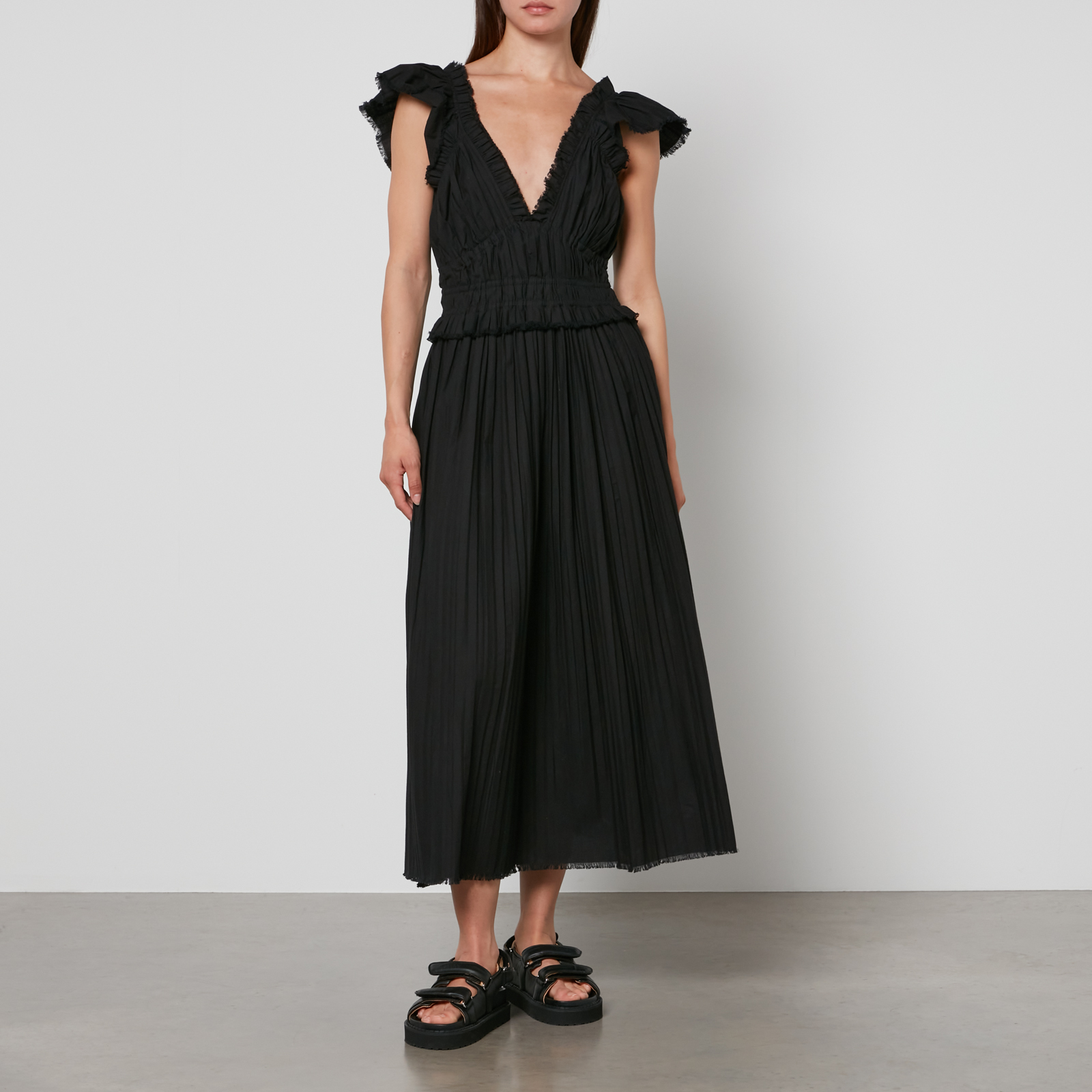 Sea New York Greir Gathered Poplin Midi Dress - US 2/UK 6 | Coggles 