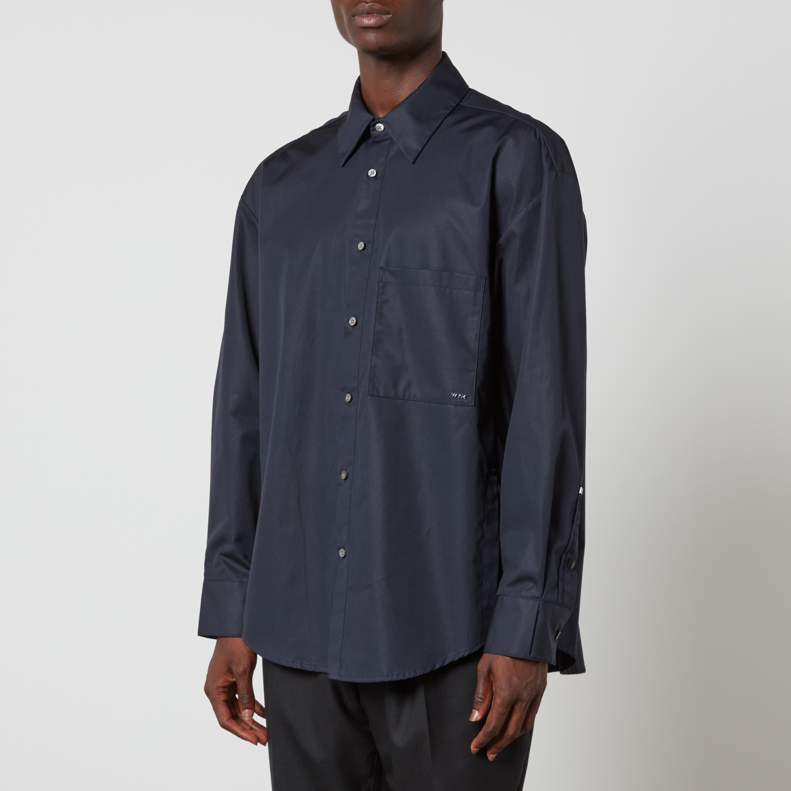 Tシャツ・カットソー WOOYOUNGMI SS25 Light blue poplin shirt (W251DS01 802L) White Front Logo T-Shirt - WOOYOUNGMI