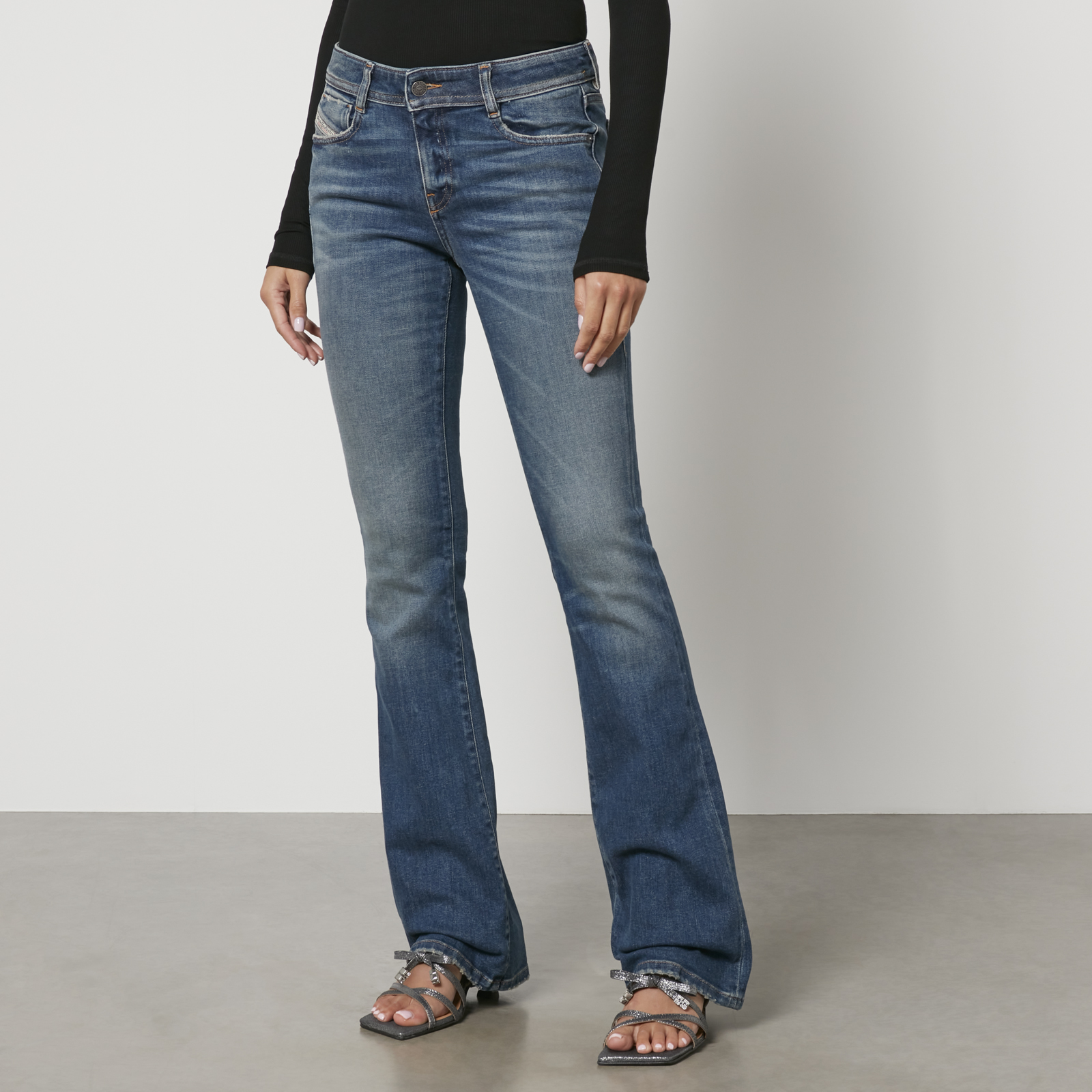 Blue Ebbey low-rise flared-leg jeans, Diesel