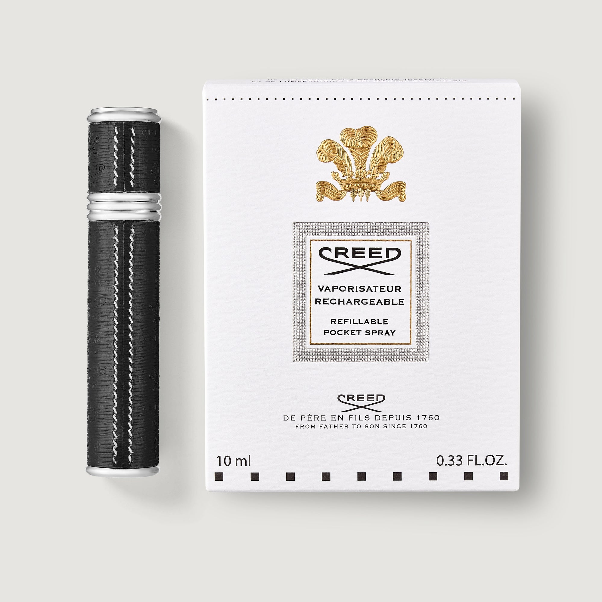 Refillable Travel Perfume Atomiser 10ml - Silver/Black | Creed