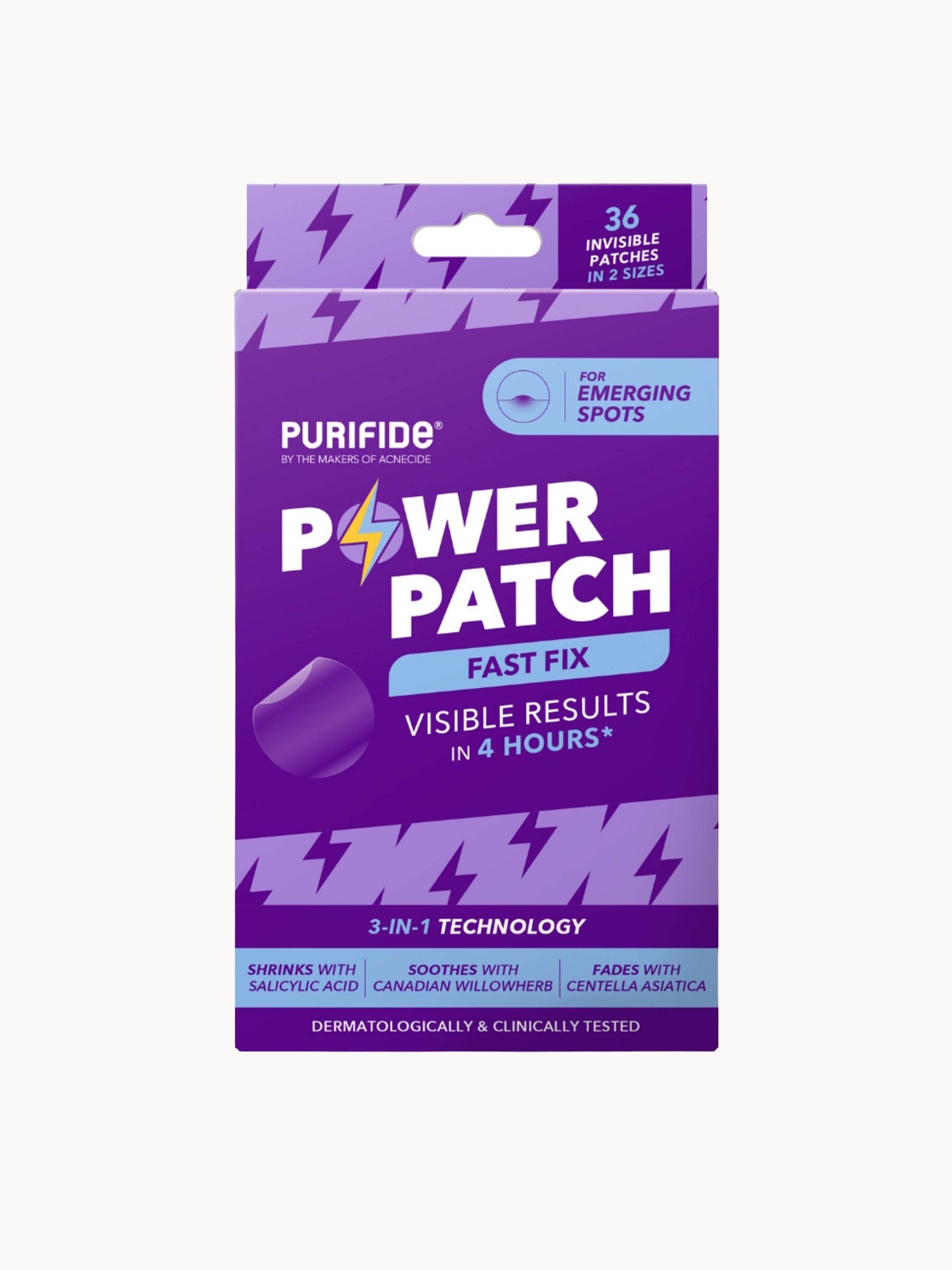 PURIFIDE by Acnecide 3-in-1 Power Patch Salicylic Acid Spot Patches for Blemish-Prone Skin 36 Spot Stickers