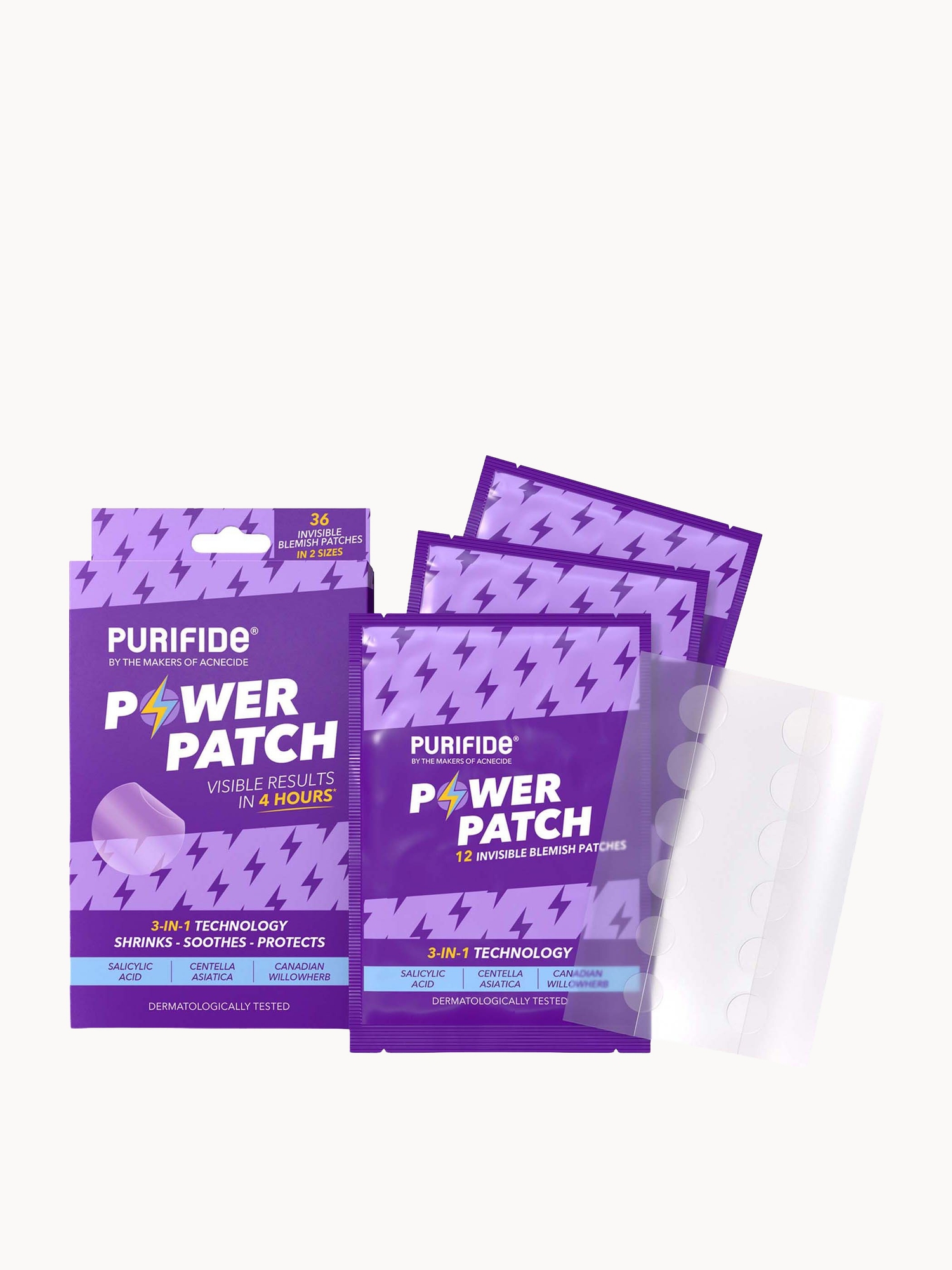 Acnecide: PURIFIDE by Acnecide 3-in-1 Power Patch Salicylic Acid Spot Patches for Blemish-Prone Skin 36 Spot Stickers