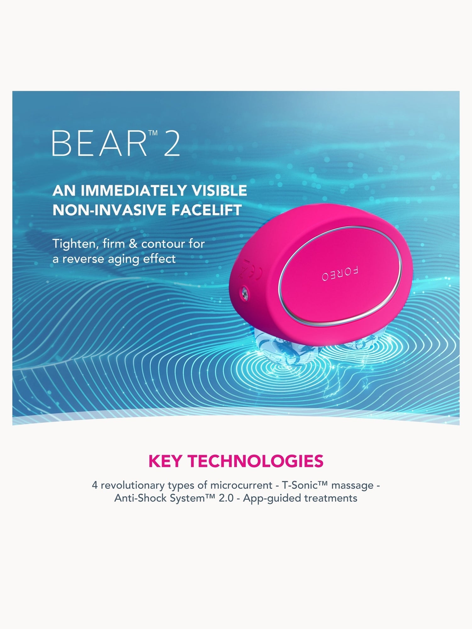 FOREO BEAR 2 Facial Toning Device - Fuchsia | LOOKFANTASTIC