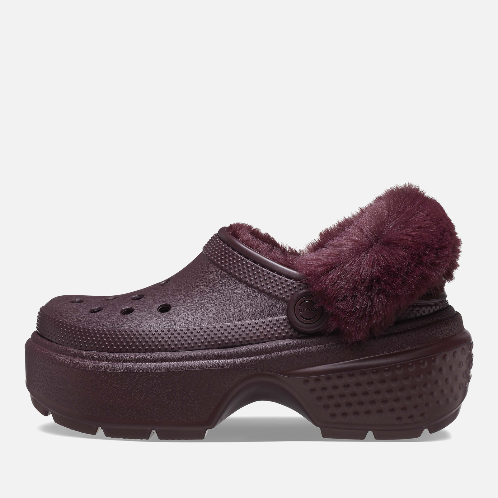 Burgundy fur lined discount crocs