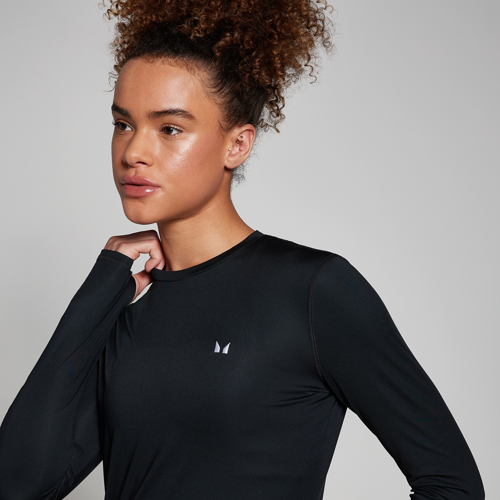 MP レディース トレーニング ロングスリーブ Tシャツ - ブラック