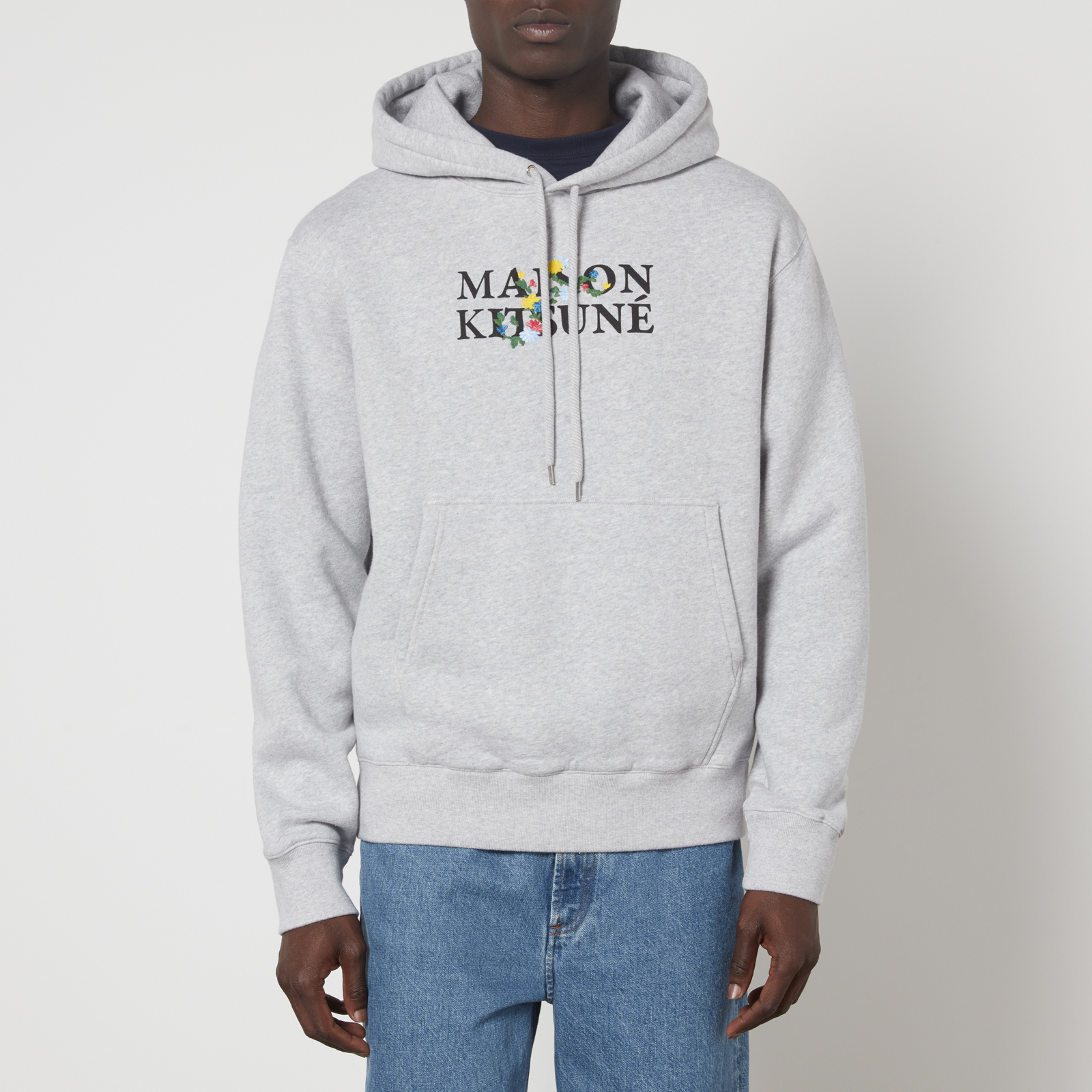 スウェット・トレーナー [MAISON KITSUNE] FLOWER LOGO GREY SWEATSHIRT Maison Kitsuné Flowers Comfort Cotton-Jersey Hoodie - S