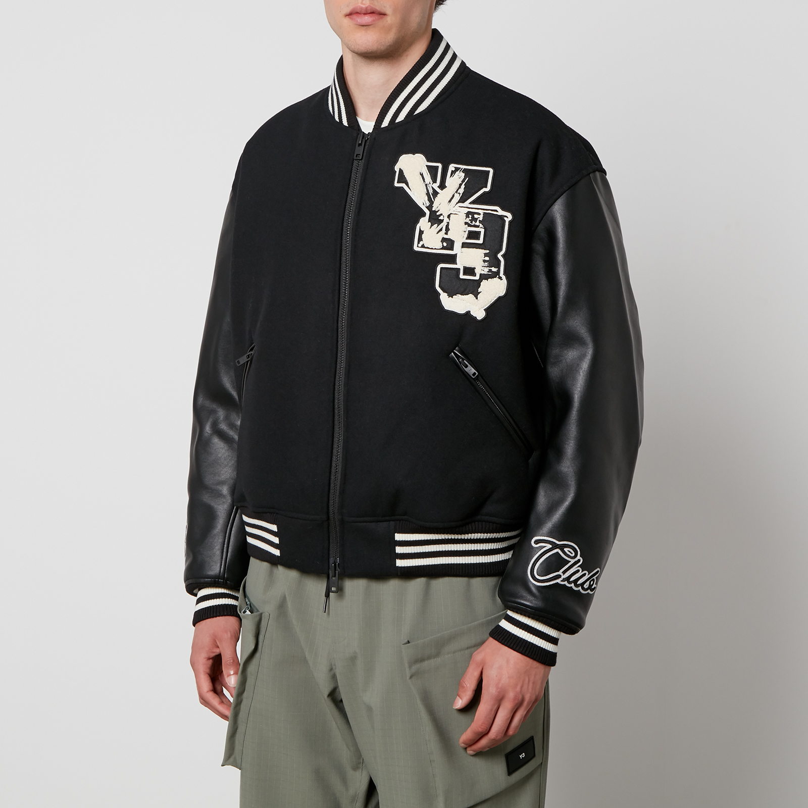 Faux leather hot sale letterman jacket