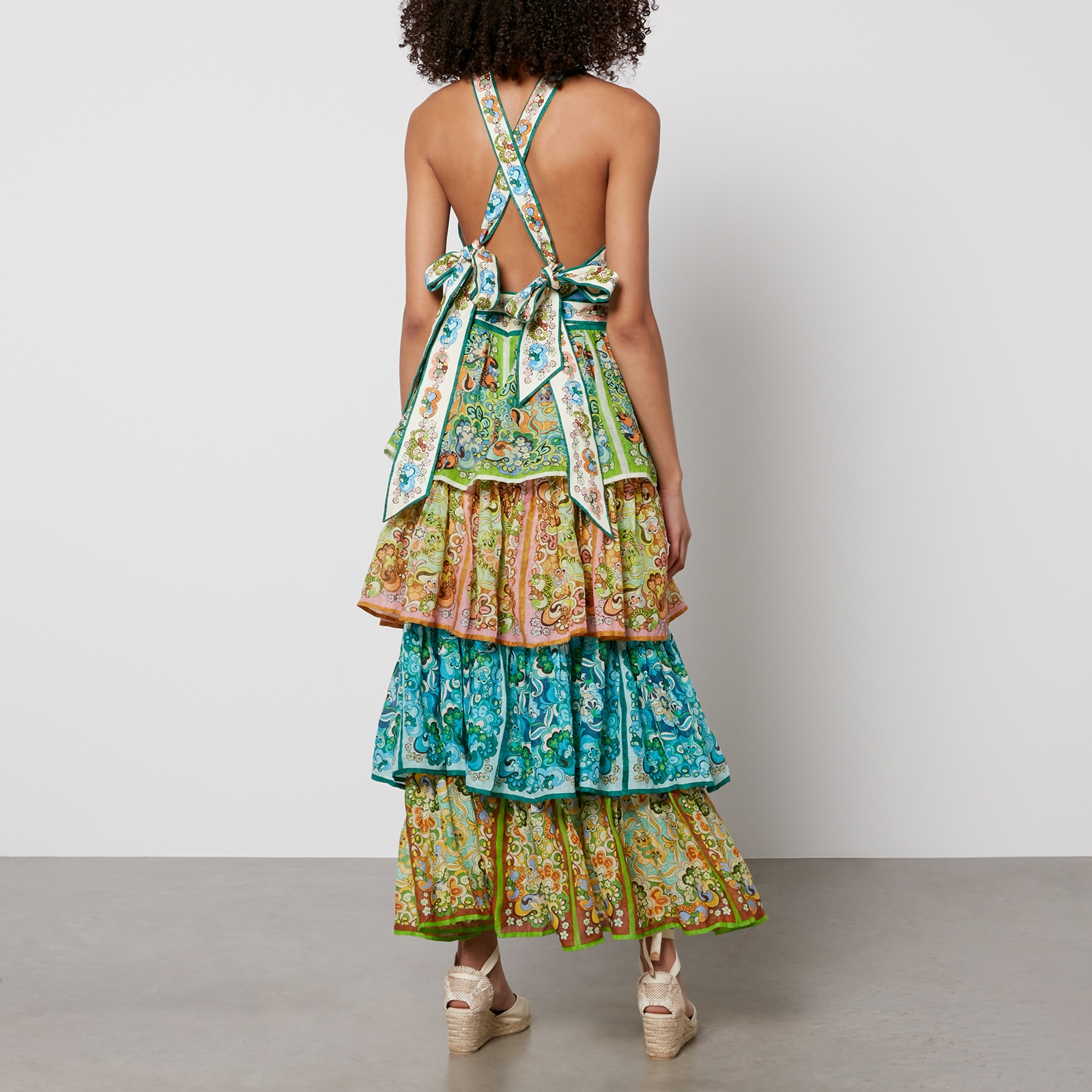 ALEMAIS ★ Bath House Linen Halter Ruffle Midi Dress Alemais Bath House Midi Dress | SHOWROOM