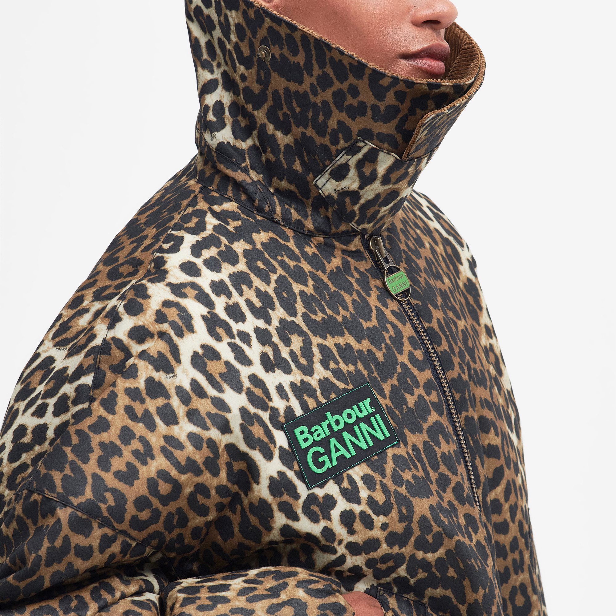 Barbour x GANNI Leopard-Print Waxed-Cotton Bomber Jacket Barbour x GANNI Leopard-Print Waxed-Cotton Bomber Jacket