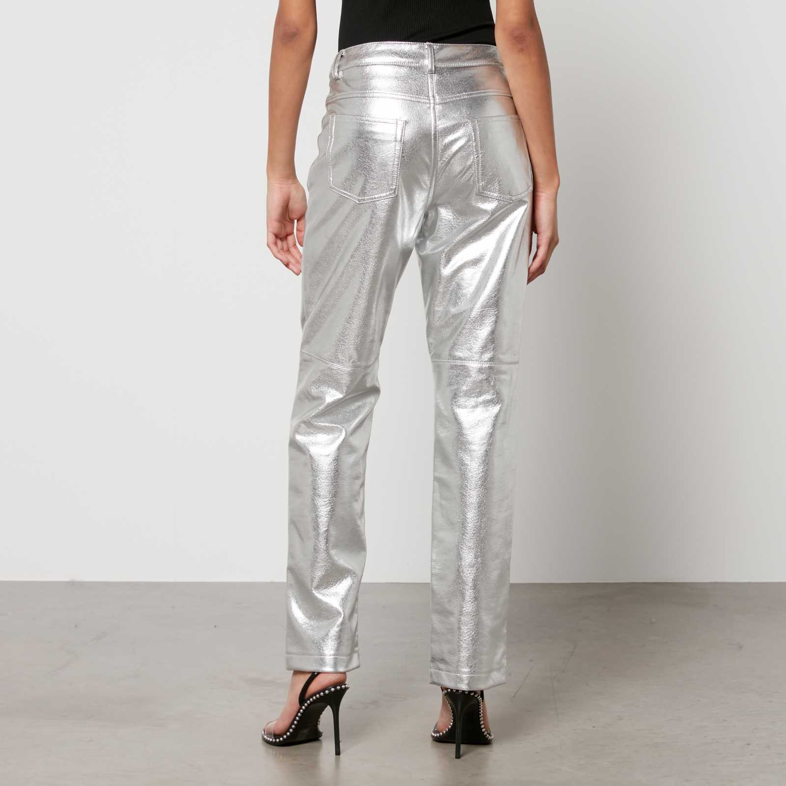 Jakke Cindy Metallic Faux Leather Straight-Leg Trousers - XS