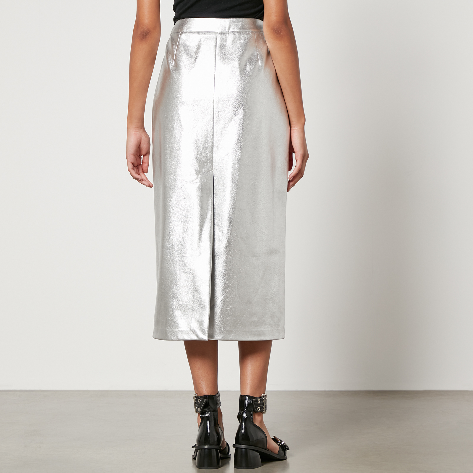 スカート Msgm Patent Leather Midi Skirt Black Patent Faux-Leather Midi Skirt by MSGM on Sale