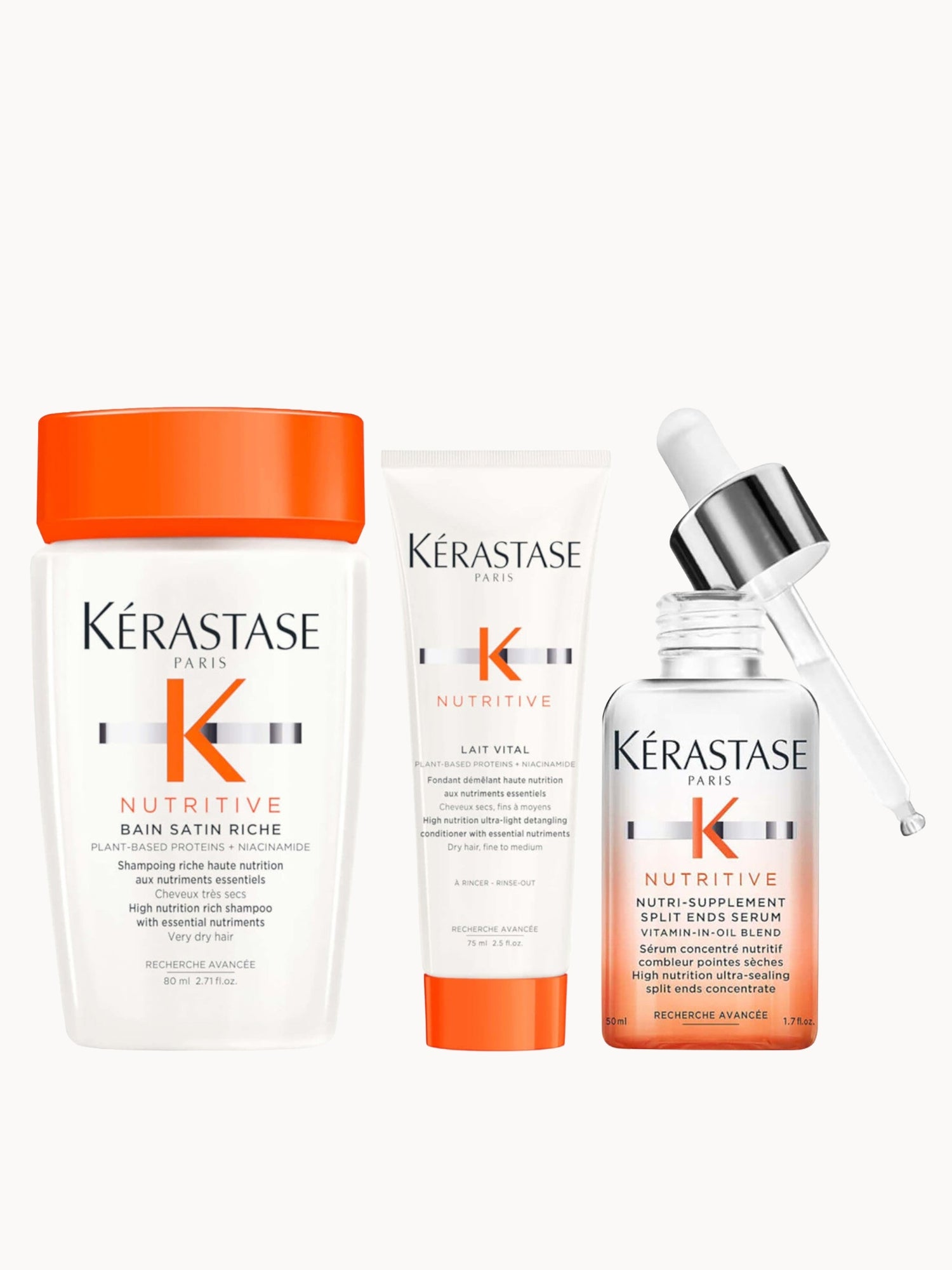 Kérastase Nutritive Nutri-Supplement Split Ends Serum For Dry Hair and Split Ends 50ml with Travel Size (Worth £66.28)