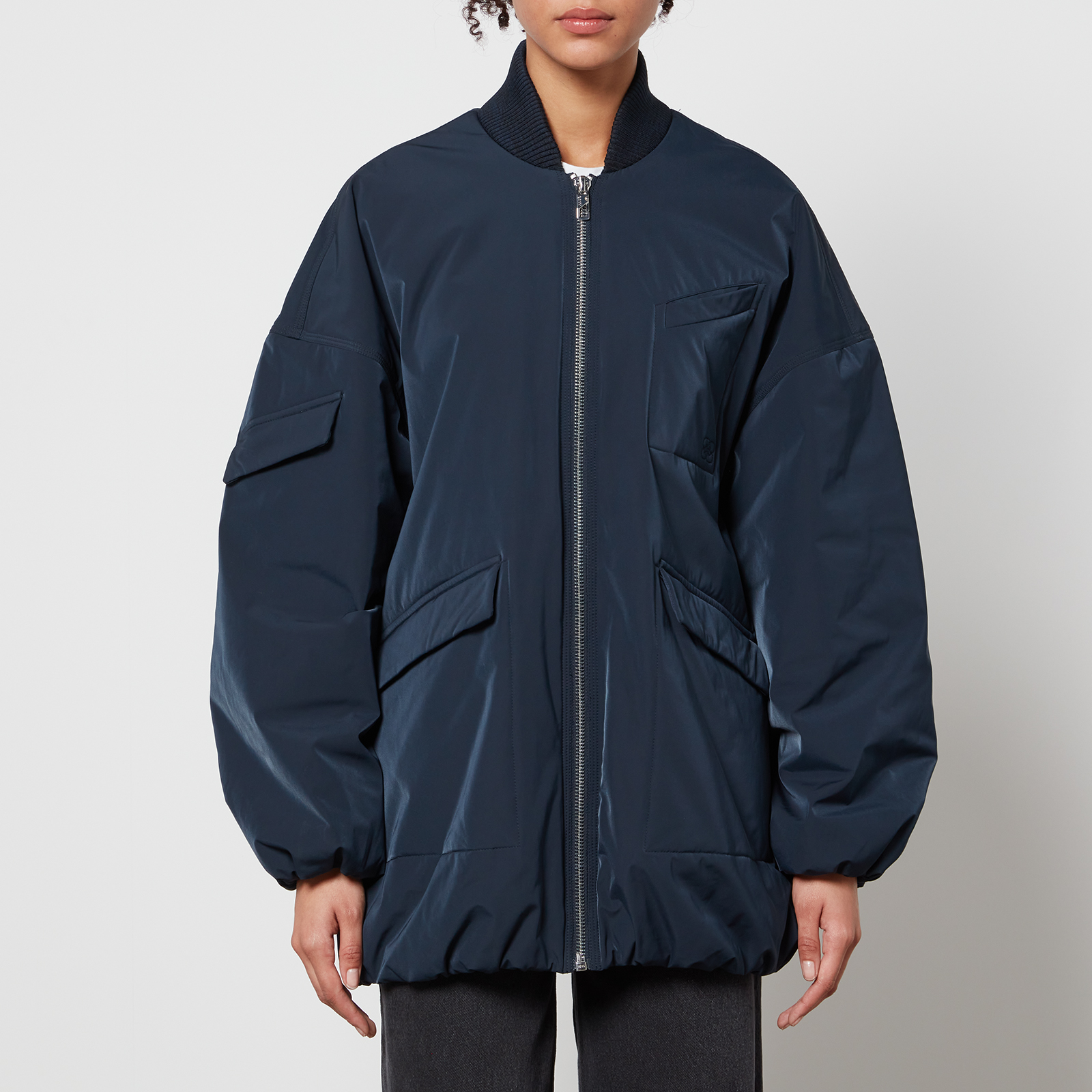 Ganni Oversized Shell Bomber Jacket - XXS/XS | Coggles