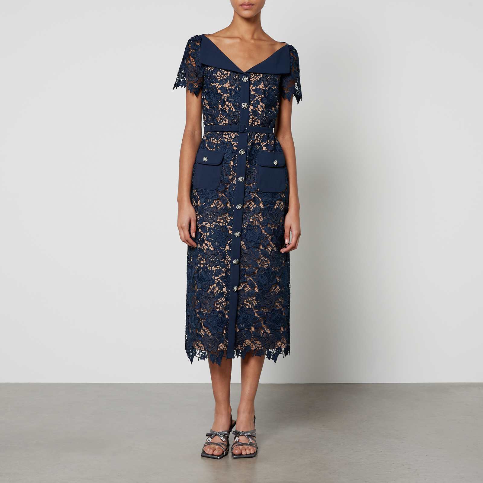 Self-Portrait Guipure Lace Midi Dress - US 2/UK 6 | Coggles