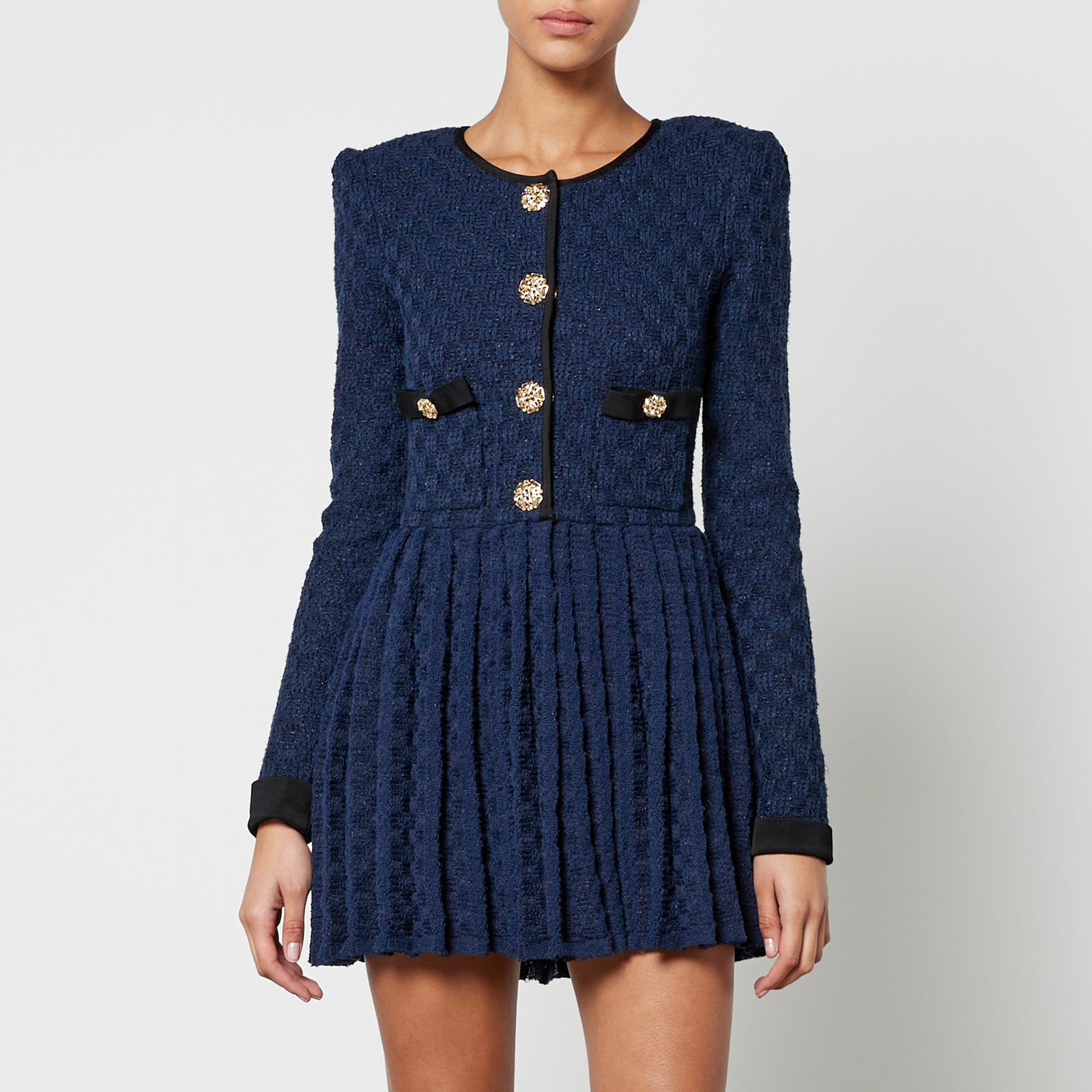 【送料&関税込】self-portrait Stretch Tweed Mini Dress Pastel Boucle Tailored Mini Dress – self-portrait-US