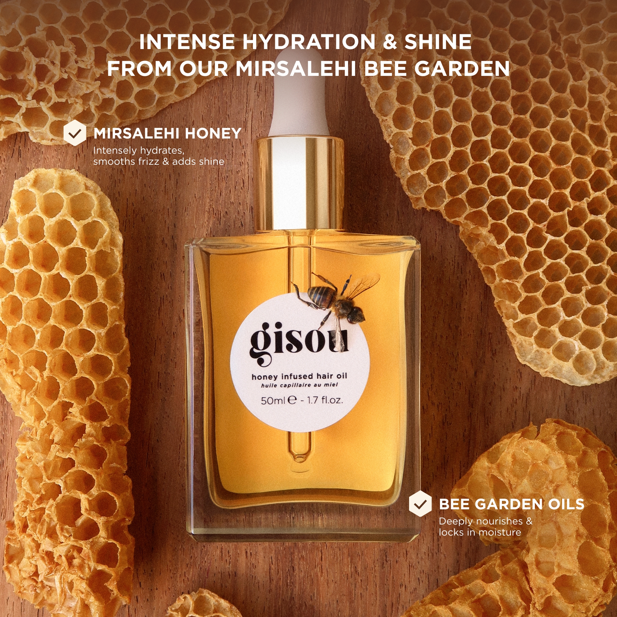 Gisou Honey Infused Hair Oil Mini 20ml | Cult Beauty