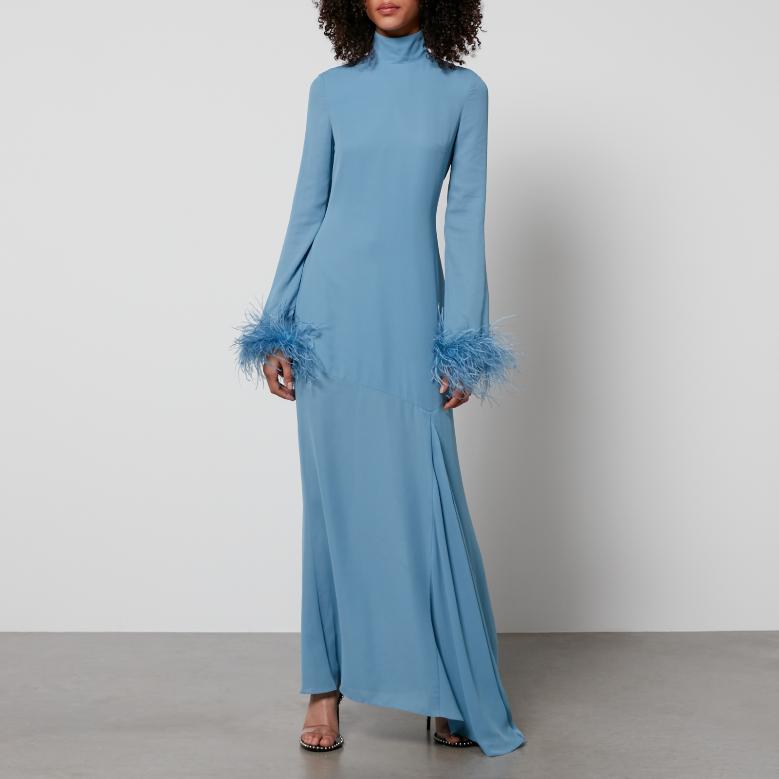 De La Vali Cosmopolitan Feather-Trimmed Chiffon Maxi Dress | Coggles