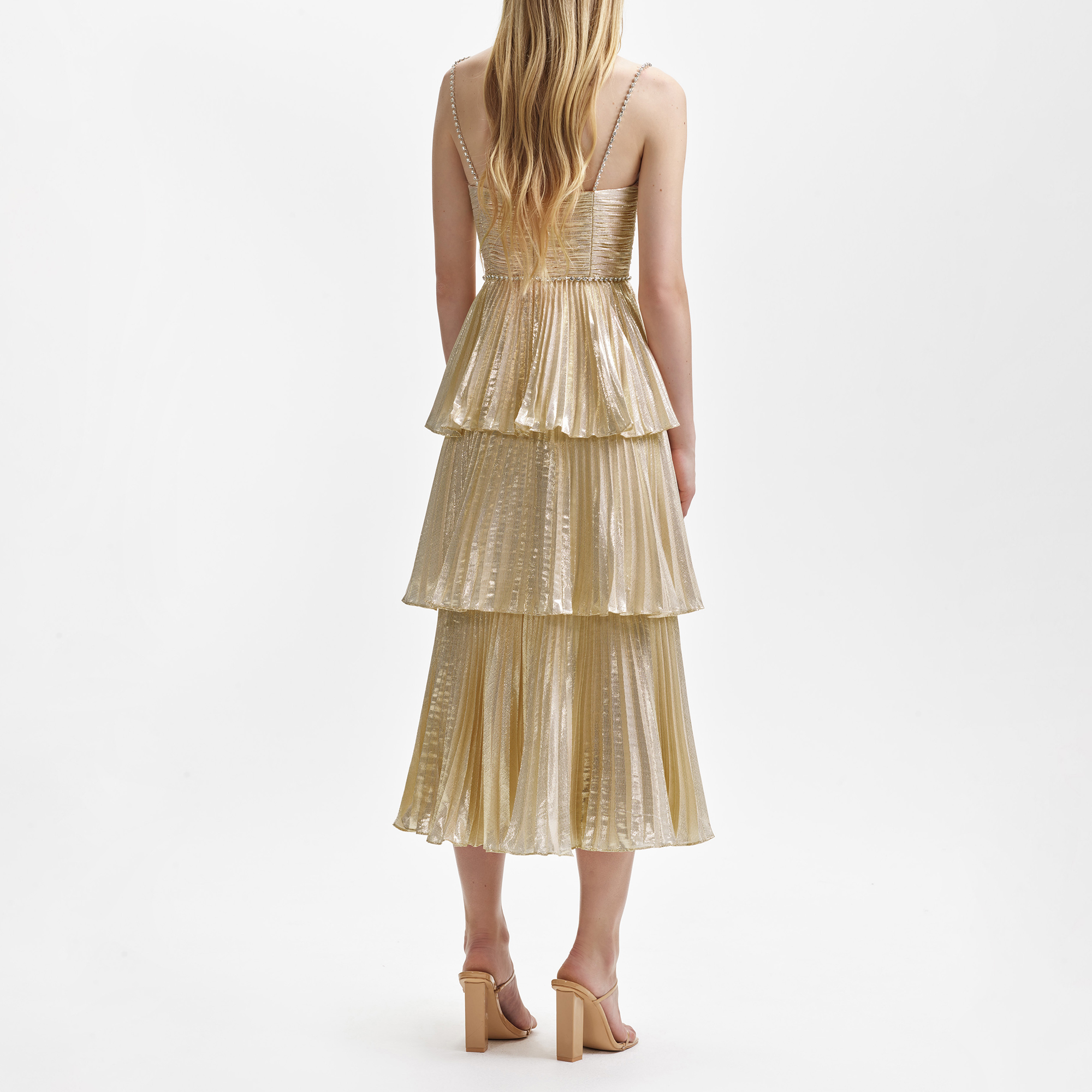 オールインワン・サロペット Self-Portrait Floral Tiered Midi Dress With Pleated self-portrait-Multi-Color-