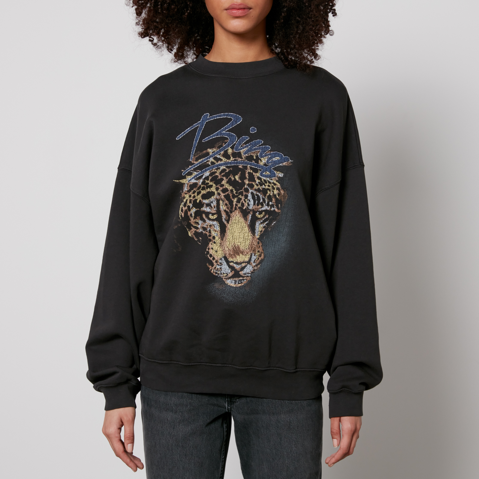 Anine Bing Harvey Leopard Print Cotton Sweatshirt Coggles