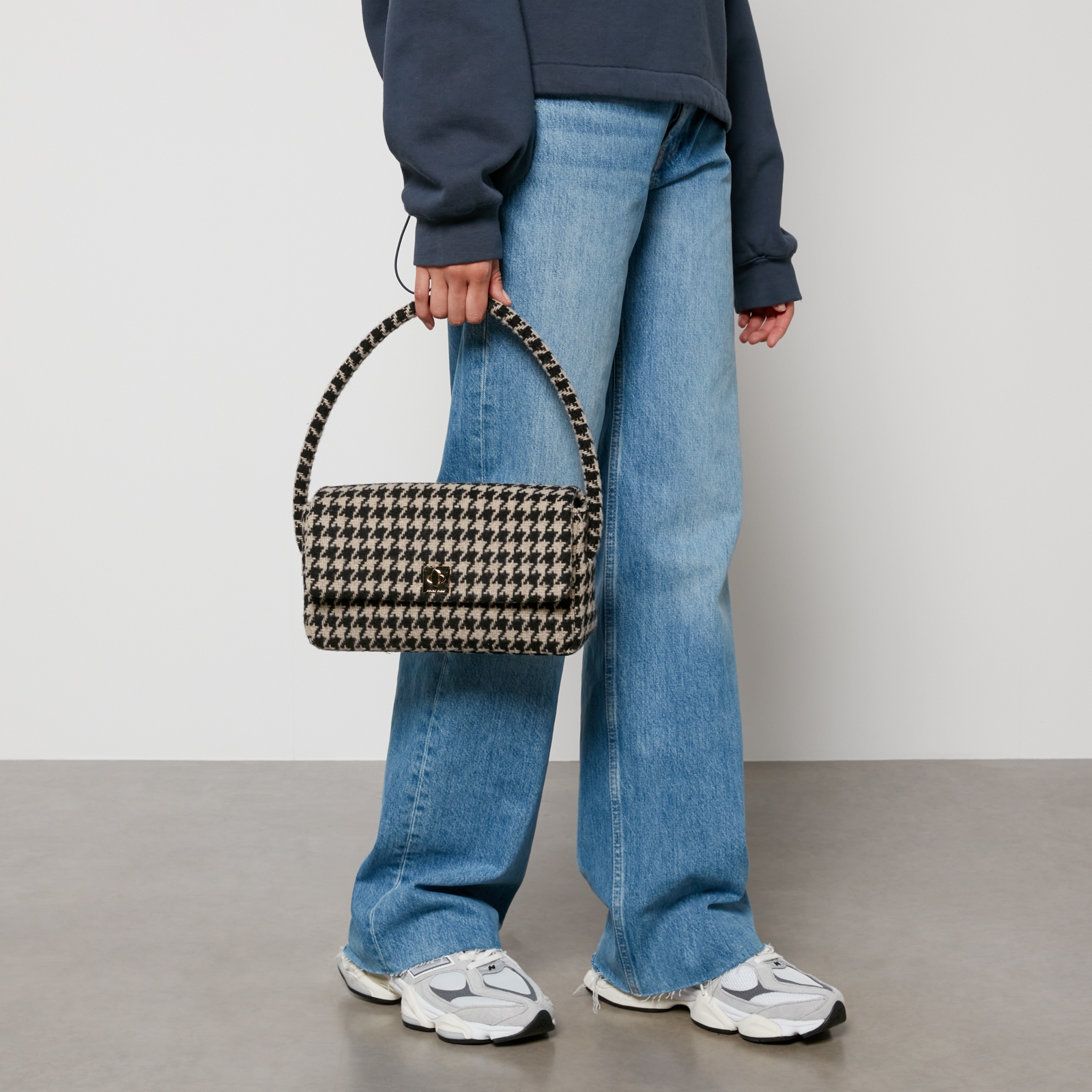 Anine Bing Nico Houndstooth Tweed Bag | Coggles