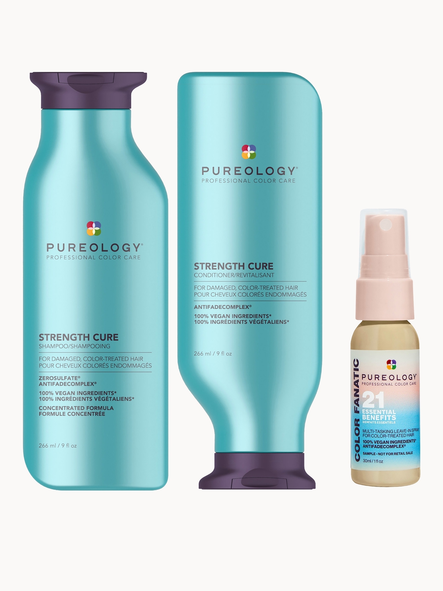 Pureology: Pureology Strength Cure Shampoo, Conditioner and Color Fanatic Mini Routine for Coloured Hair