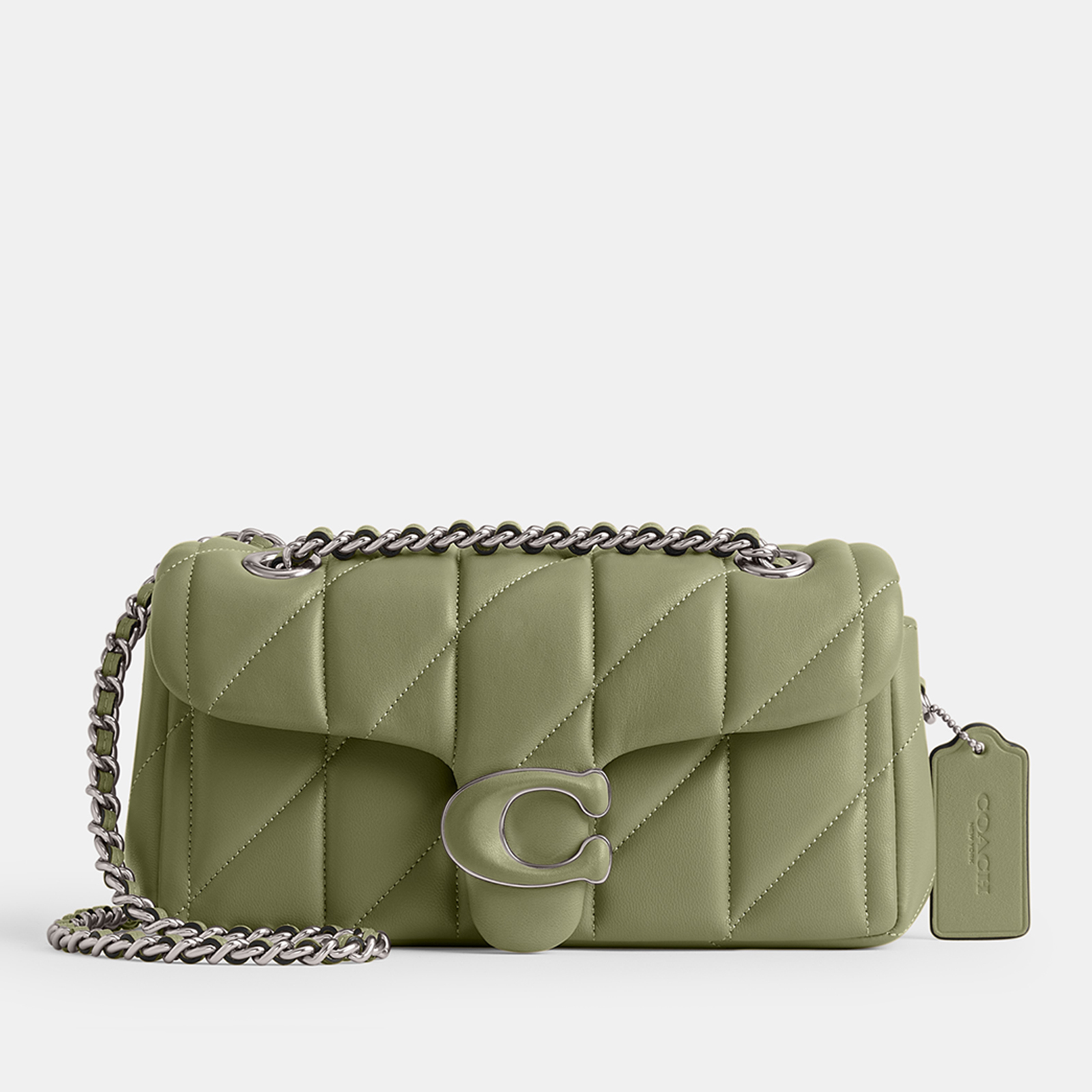 Coach Quilted Leather Covered C Tabby Shoulder Bag 20 With Chain | Coggles