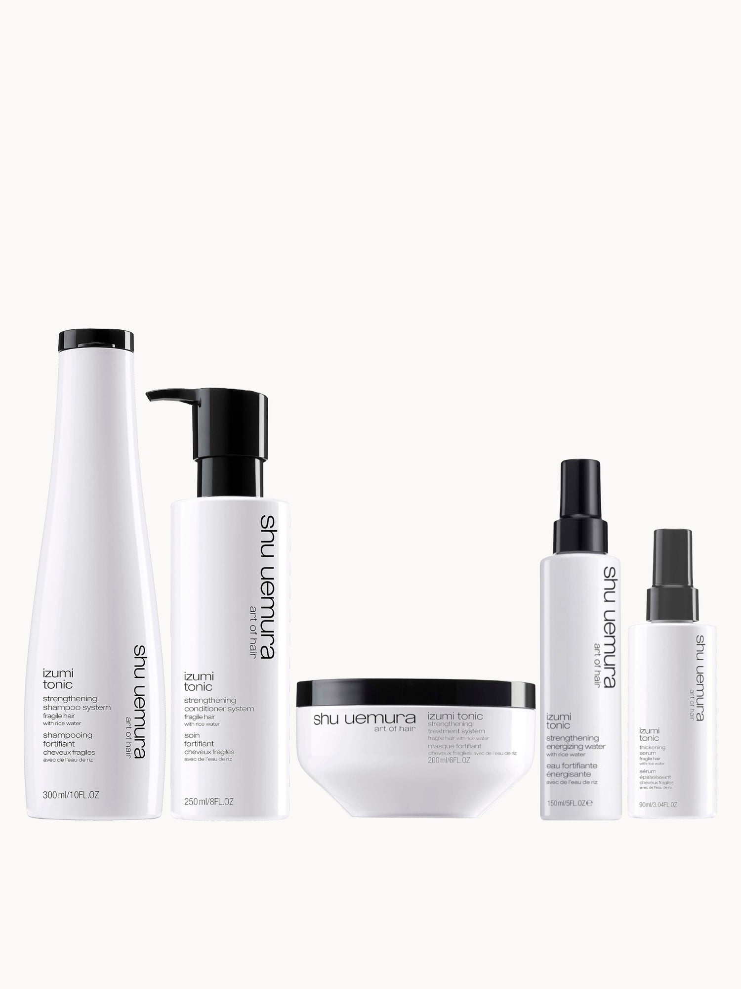 Shu Uemura Art of Hair Izumi Tonic Rice Water Shampoo, Conditioner, Hair Mask, Serum and Tonic Water Routine