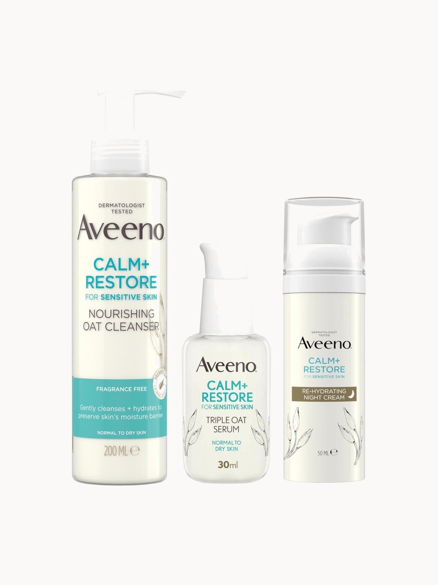 Aveeno Face Calm and Restore Night Nourish Routine (Worth £37.48)