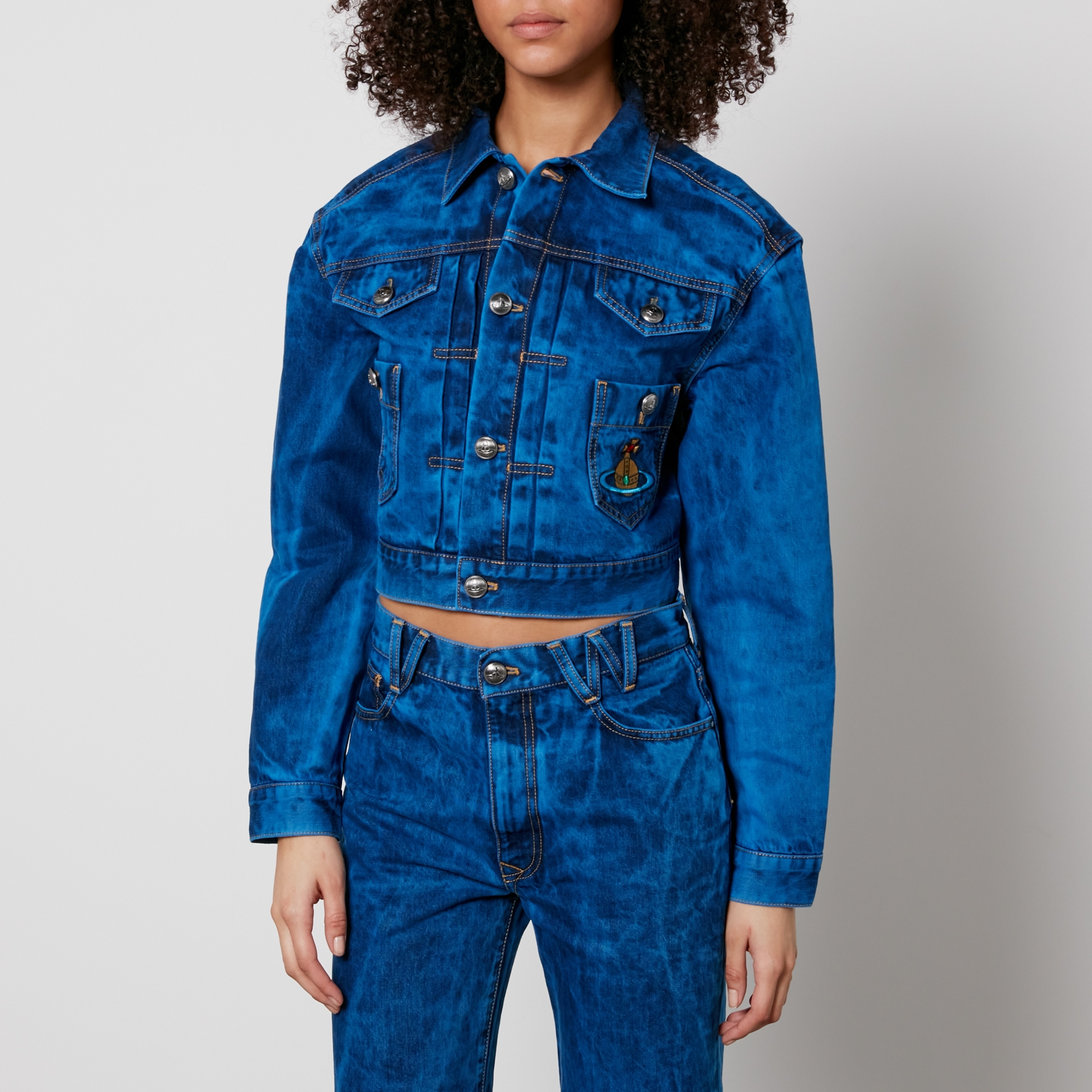ジャケット Vivienne Westwood Women's Crop Marlene Jacket Blue Vivienne Westwood Cropped Marlene Jacket in Blue | Lyst