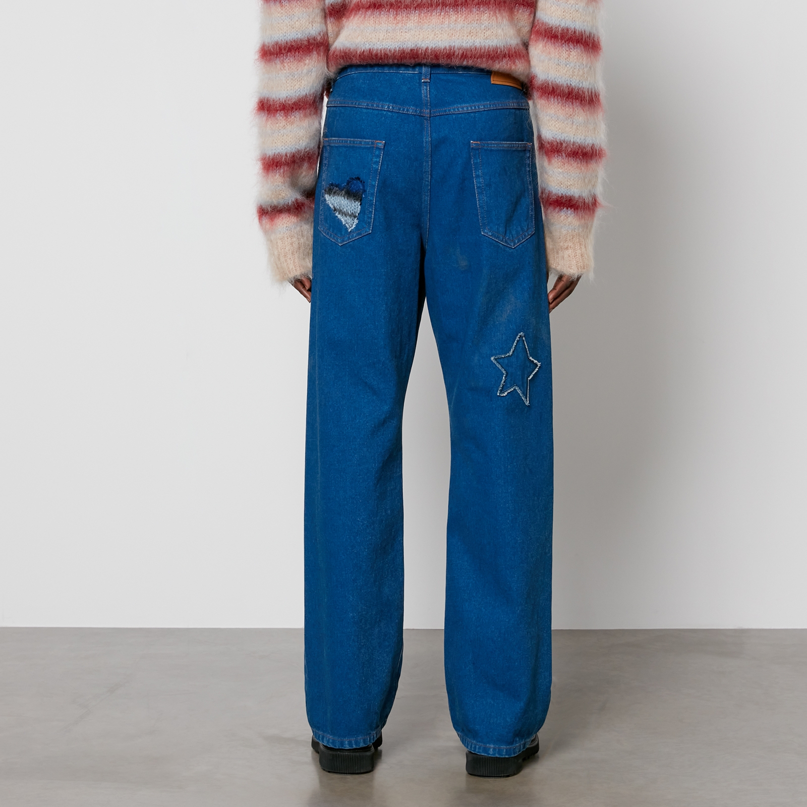 Marni Mohair Patchwork Denim Straight-Leg Jeans