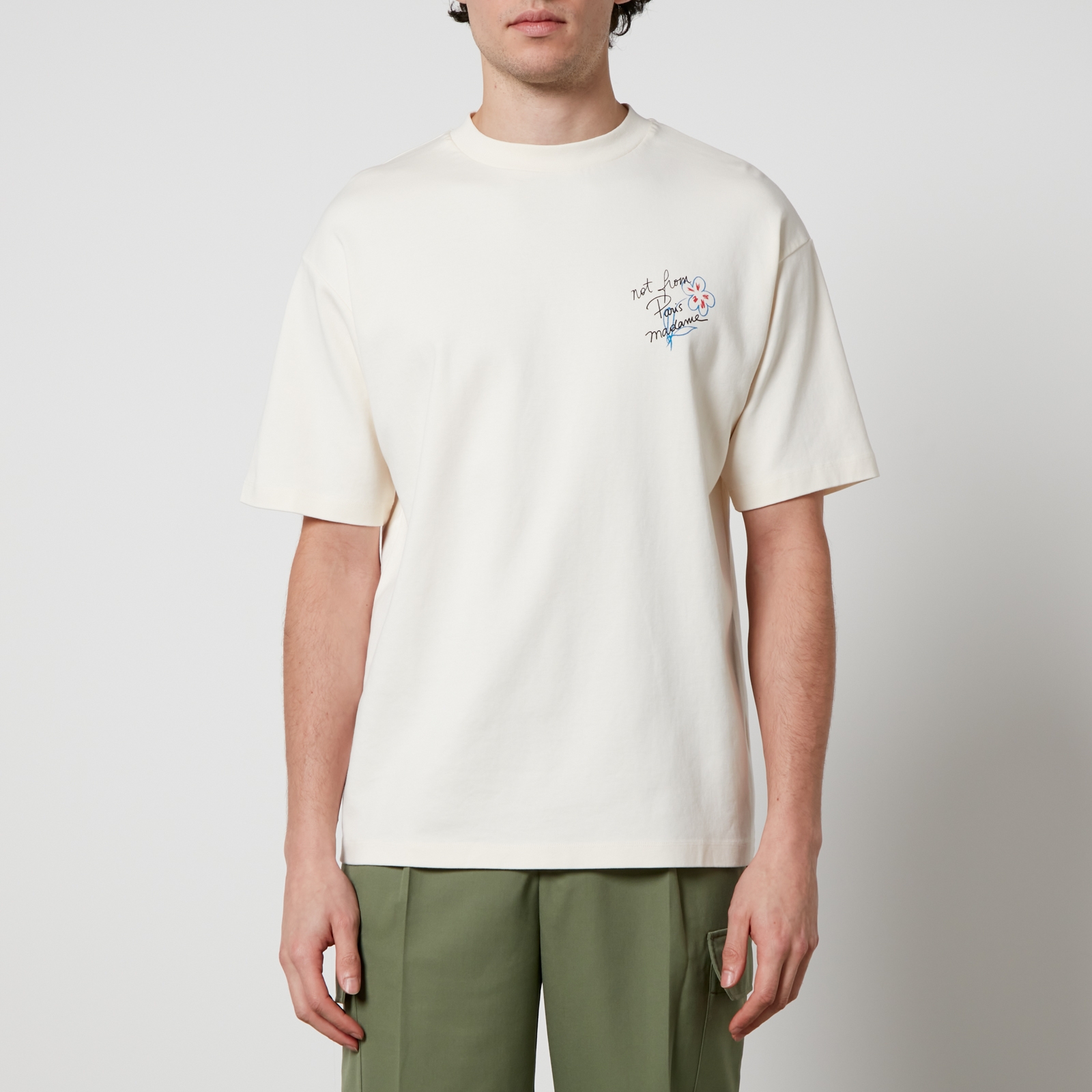 Tシャツ・カットソー DROLE DE MONSIEUR \"LE T-SHIRT SLOGAN\" T-SHIRT Black Cotton Classic Slogan T-Shirt