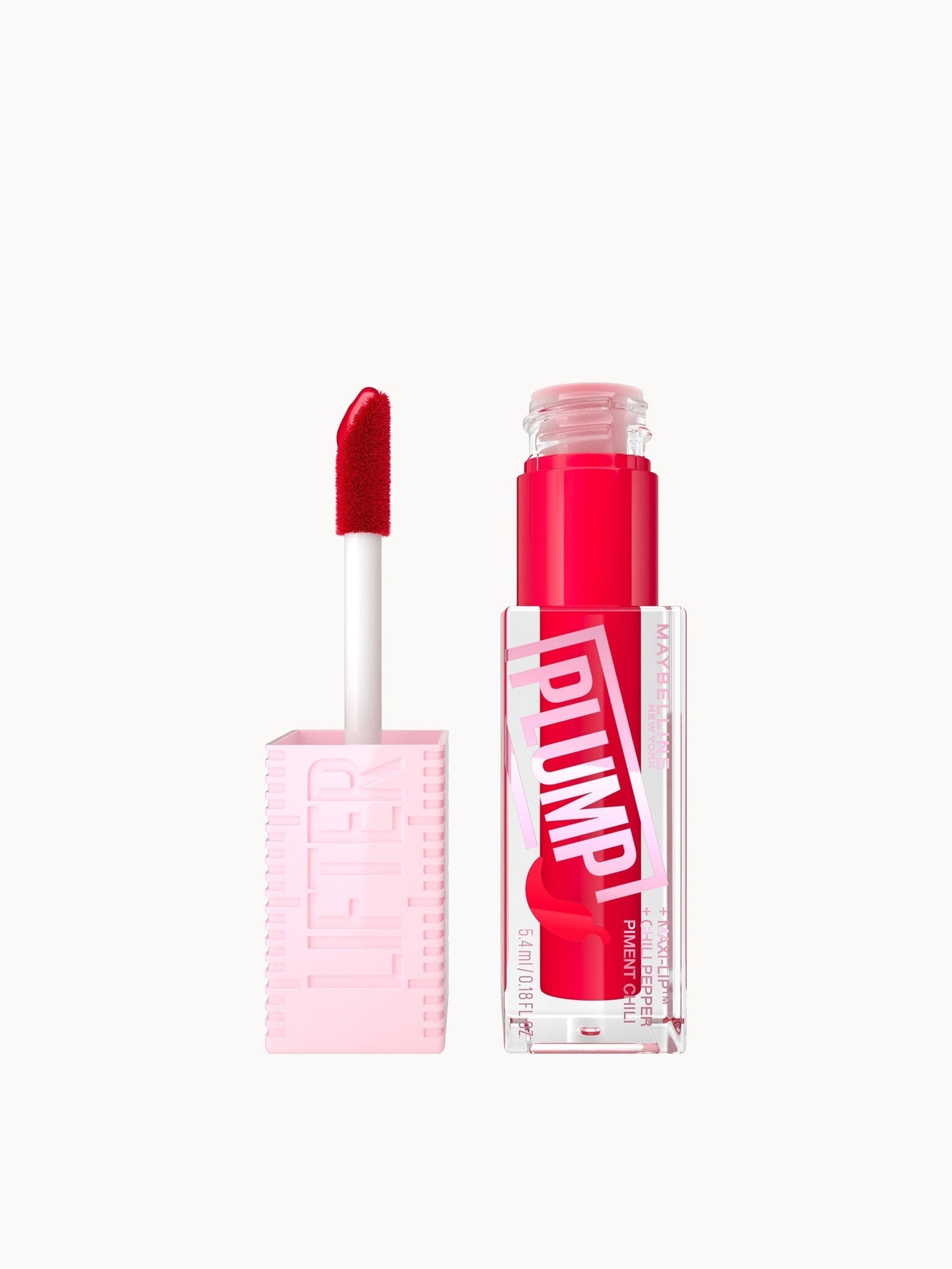 Maybelline Lifter Gloss Plumping Lip Gloss Lasting Hydration Formula With Hyaluronic Acid and Chilli Pepper (Various Shades)