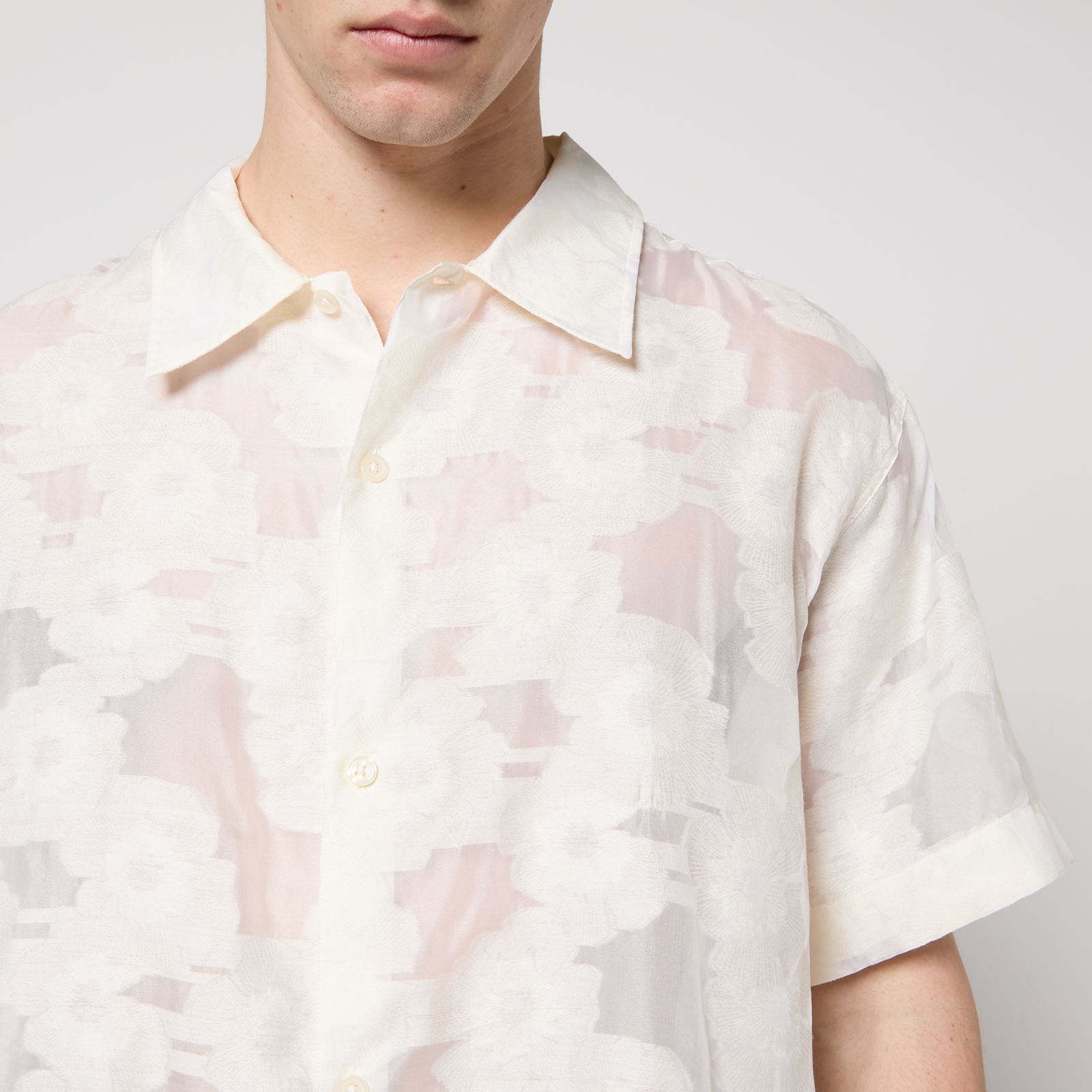 mfpen Holiday Cotton-Blend Floral-Jacquard Shirt