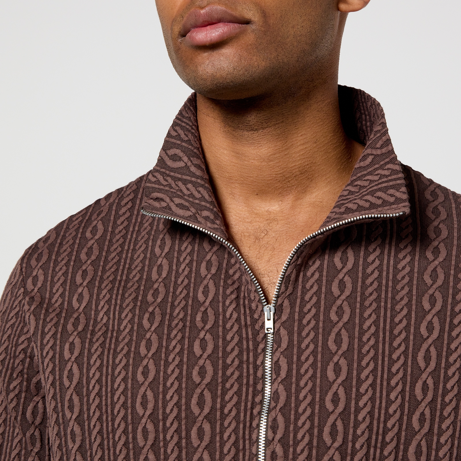 Our Legacy Shrunken Jacquard-Knit Zipped Polo Cardigan - IT Our Legacy Shrunken Jacquard-Knit Zipped Polo Cardigan - IT