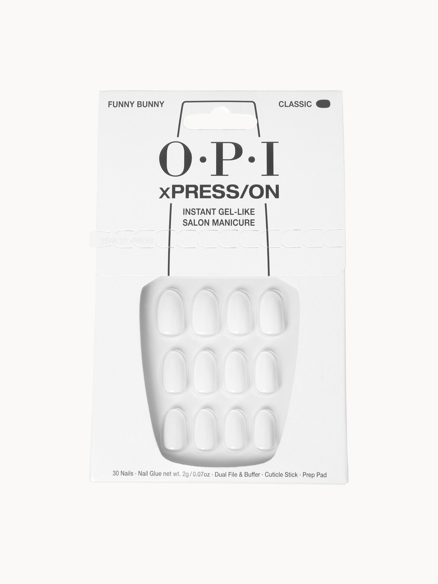 OPI xPRESS/ON White Press On Nails Gel-Like Salon Manicure - Funny Bunny