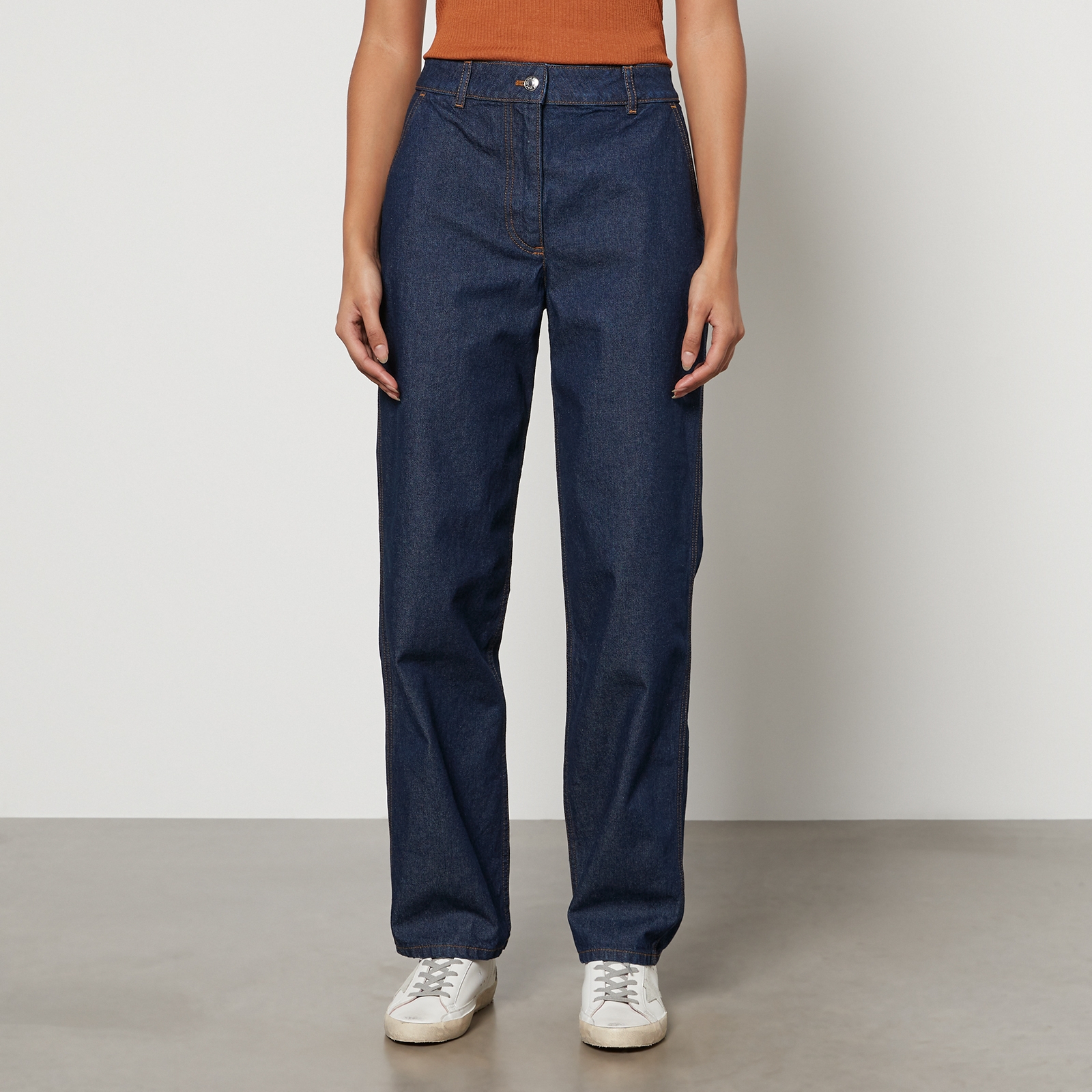 パンツ MAISON KITSUNE Women Straight Pants OW01101WD4010 Blue Maison Kitsuné Denim Straight-Leg Jeans - W26 | Coggles
