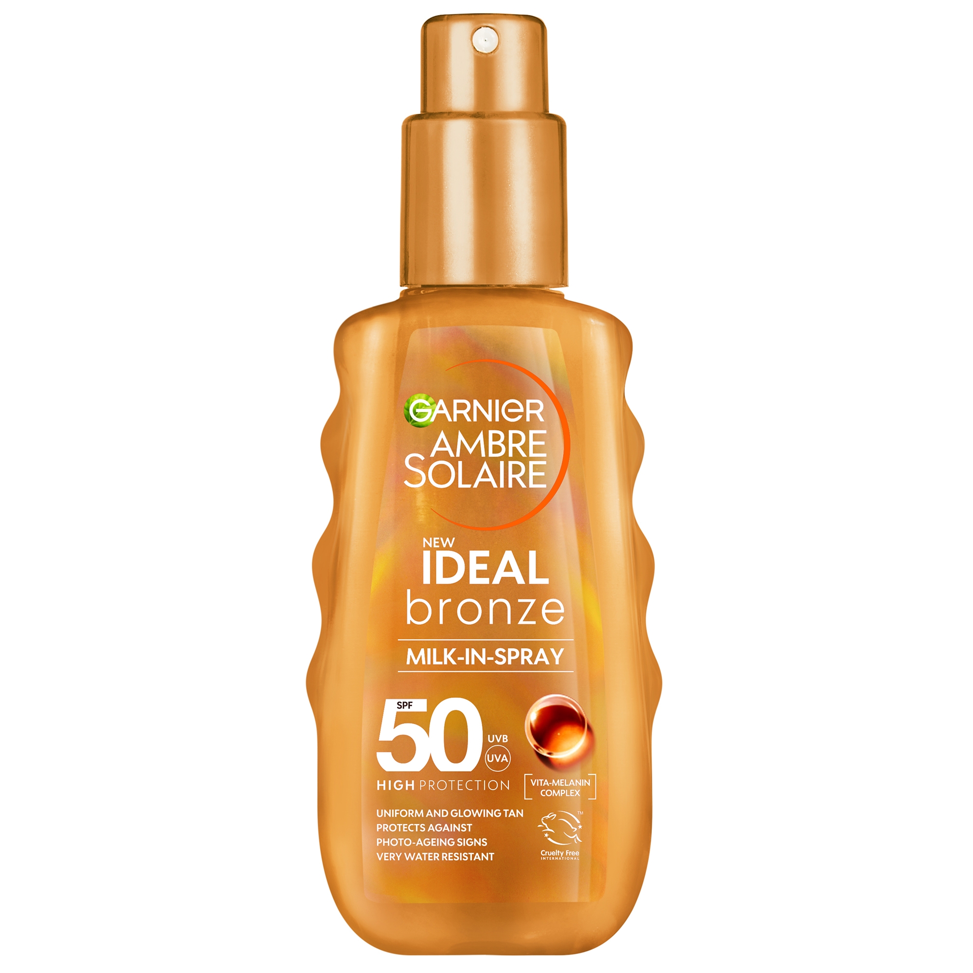 Garnier: Garnier Ambre Solaire Ideal Bronze Milk-In Tanning SPF 50 Spray for Face and Body 150ml