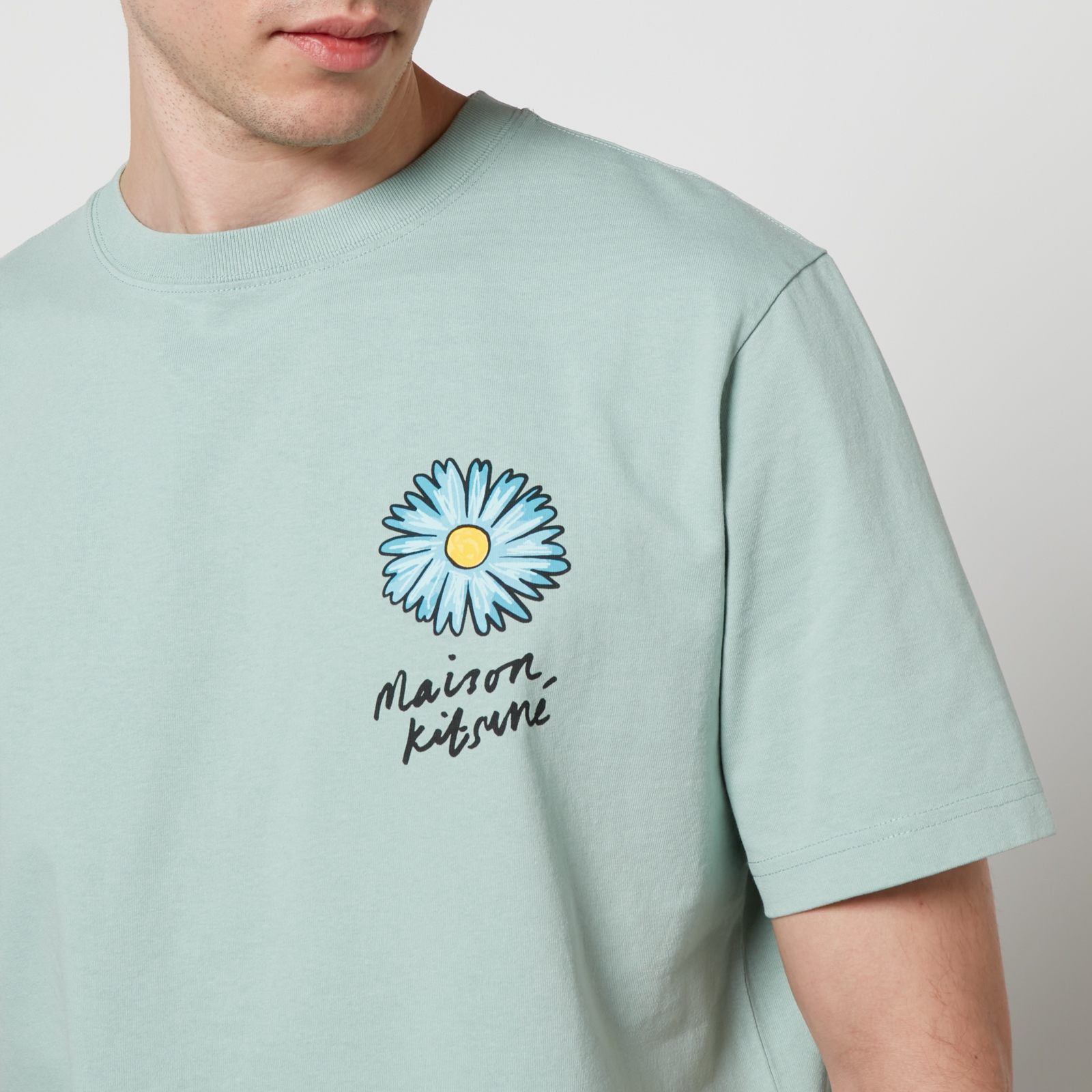Maison Kitsune★W'S FLOATING FLOWER BABY S/S T-SHIRT Maison Kitsuné - Floating Flowers Logo-Print Cotton-Jersey T